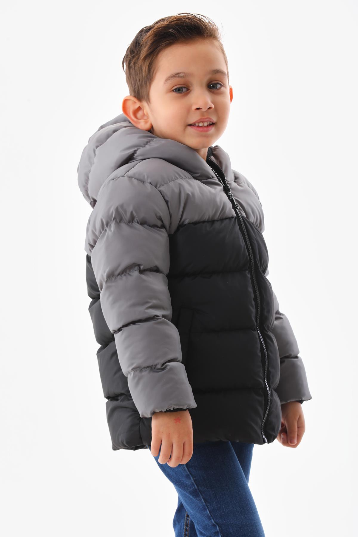 Erkek Çocuk Antrasit Robalı Su Geçirmez İç Polarlı Mont DPRBC012