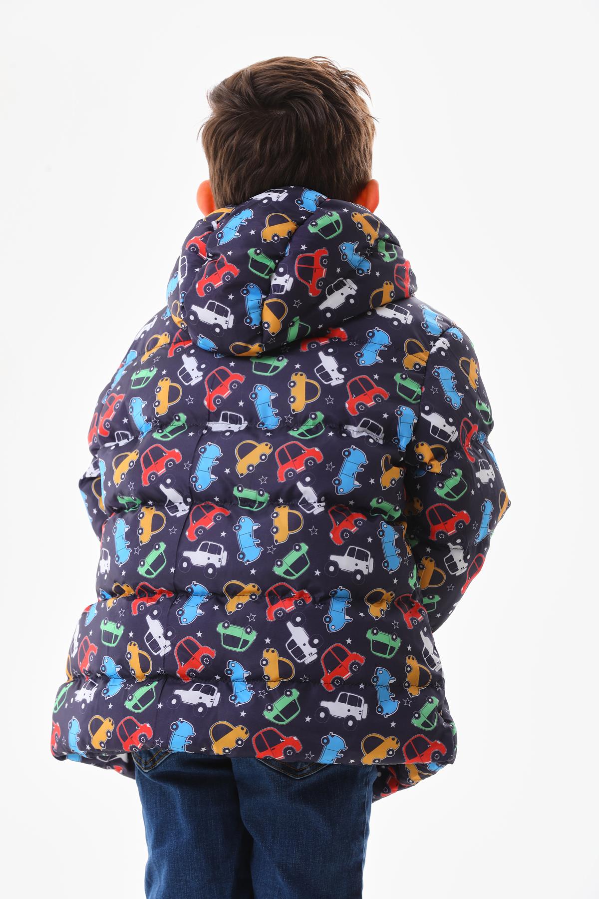 Erkek Çocuk Araba Desenli İç Polarlı Kışlık Şişme Mont DPRBC016