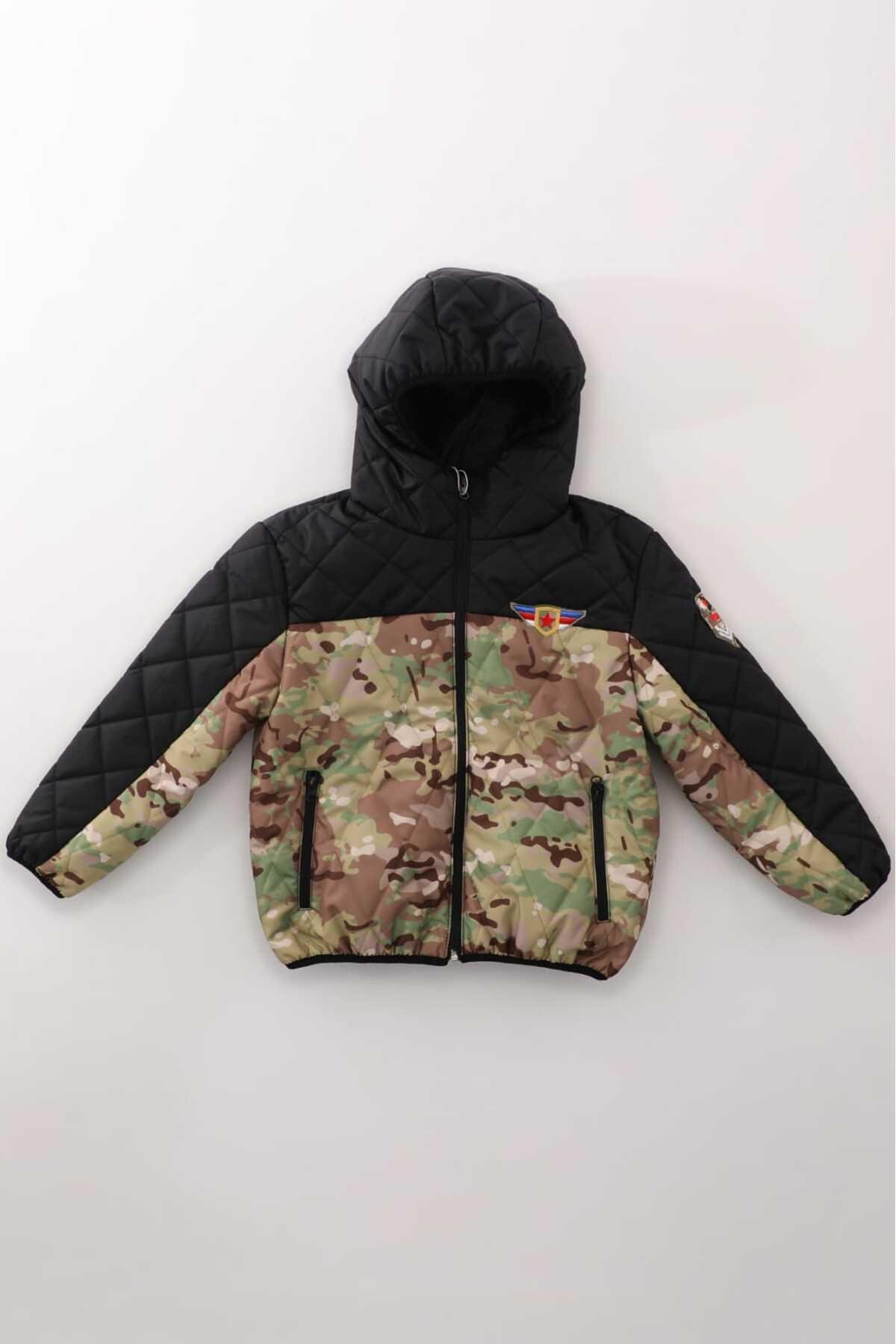 Erkek Çocuk Kamuflaj Desenli İç Polar Kışlık Mont DPRBC005