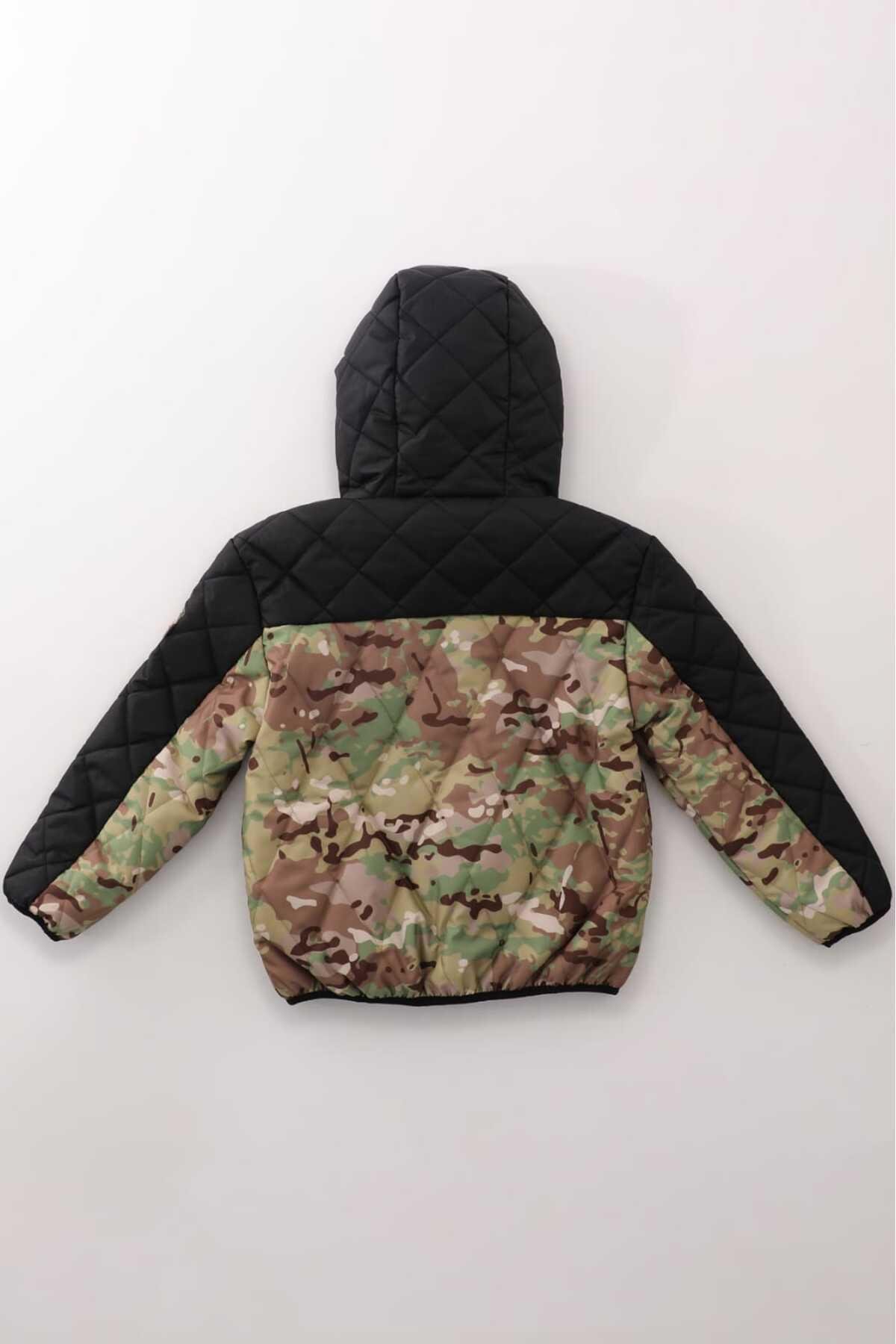 Erkek Çocuk Kamuflaj Desenli İç Polar Kışlık Mont DPRBC005