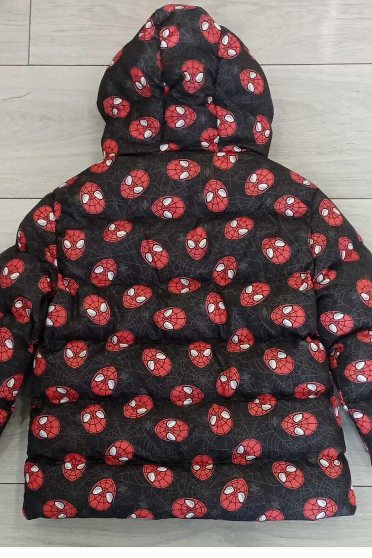 Erkek Çocuk Örümcek Adam Desenli İç Polarlı Kışlık Mont DPRBC009