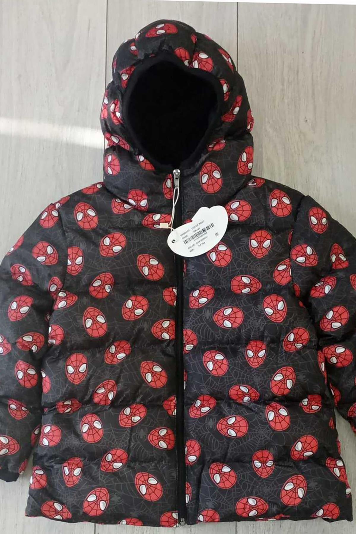 Erkek Çocuk Örümcek Adam Desenli İç Polarlı Kışlık Mont DPRBC009