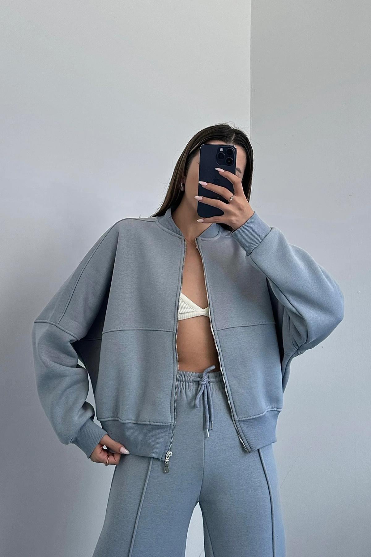 Kadın pamuklu kışlık sweat pantlon eşofman takımı DPGTS018 