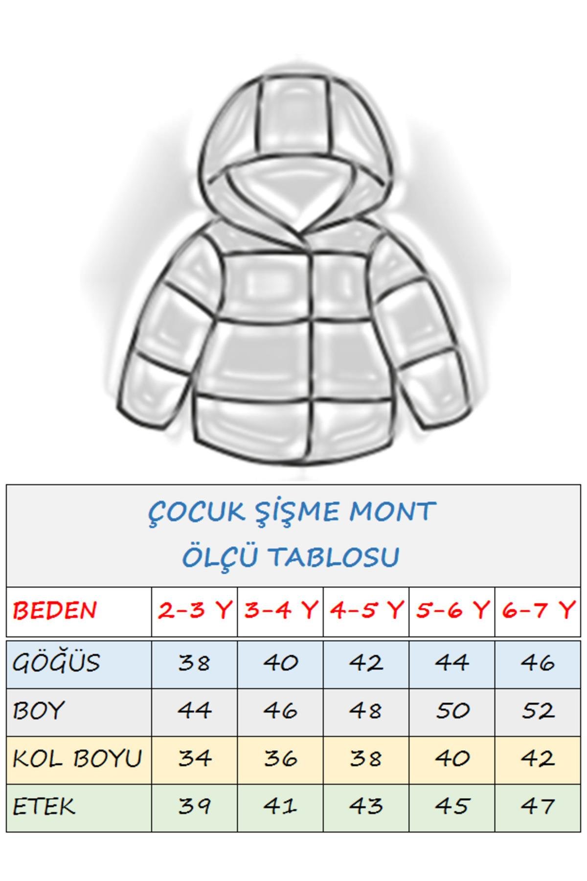 Kız Çocuk Dijital Baskılı İç Polarlı Kışlık Şişme Mont DPRBC003