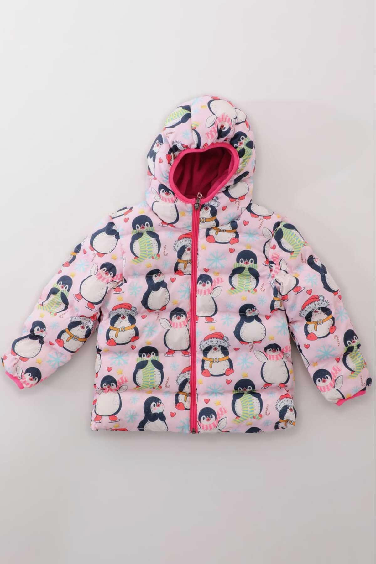 Kız Çocuk Dijital Baskılı İç Polarlı Kışlık Şişme Mont DPRBC003