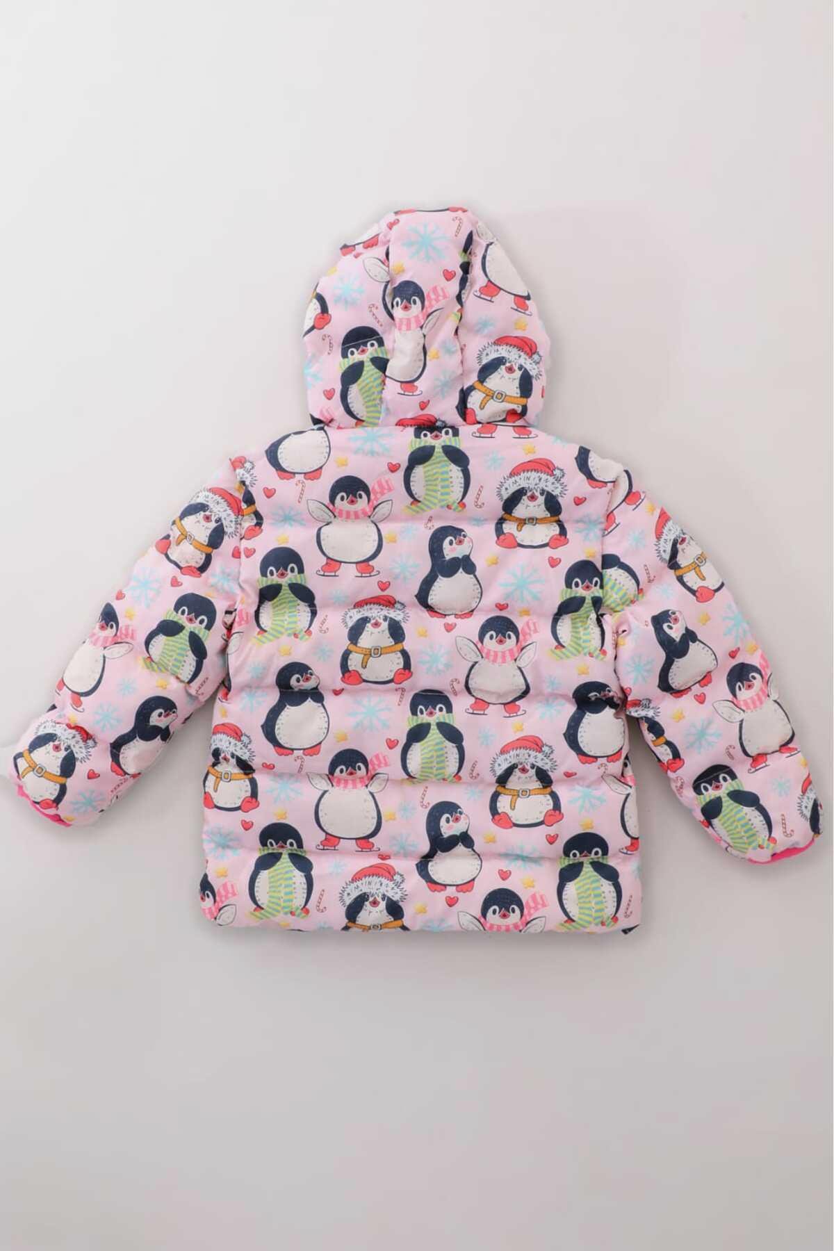 Kız Çocuk Dijital Baskılı İç Polarlı Kışlık Şişme Mont DPRBC003