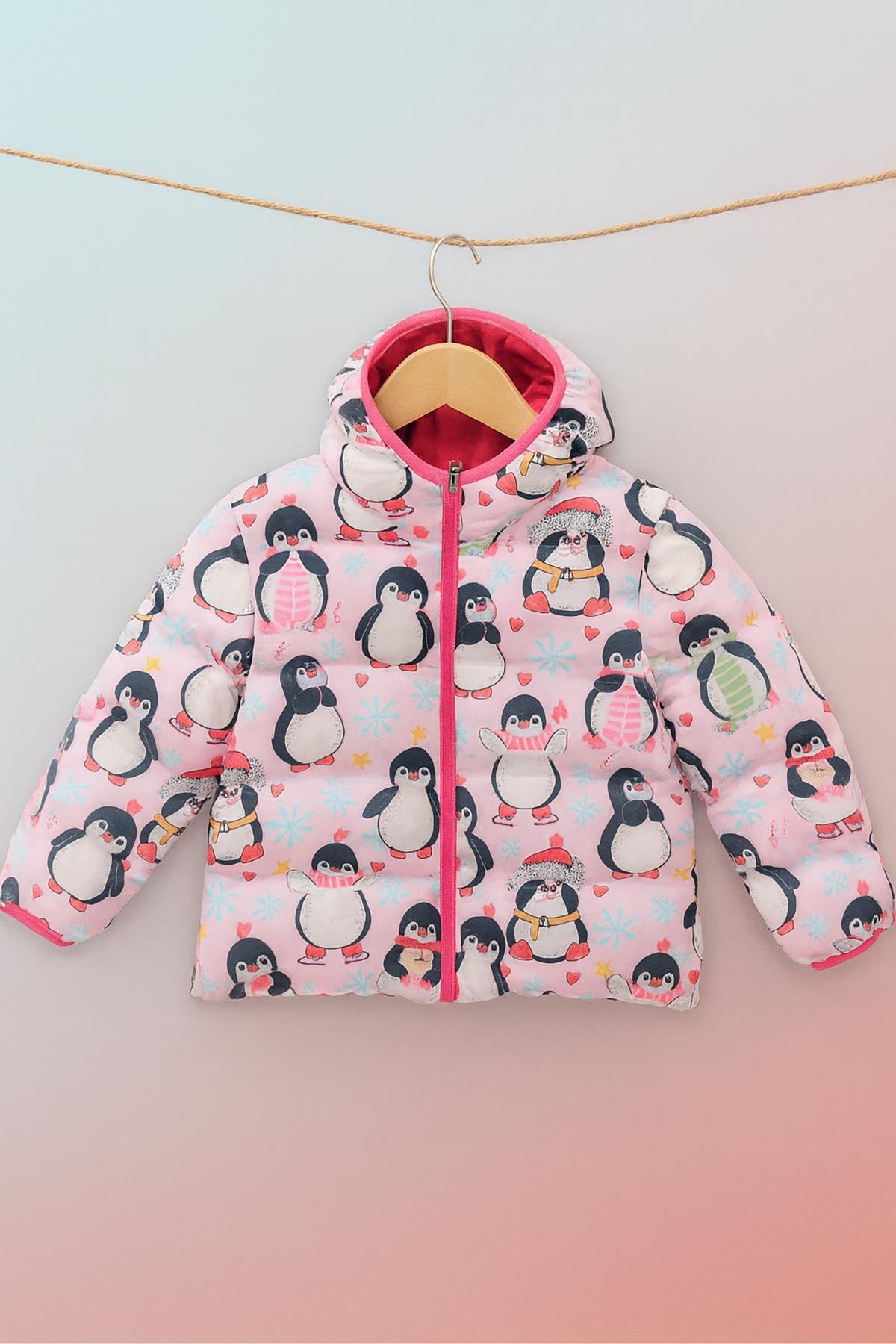 Kız Çocuk Dijital Baskılı İç Polarlı Kışlık Şişme Mont DPRBC003