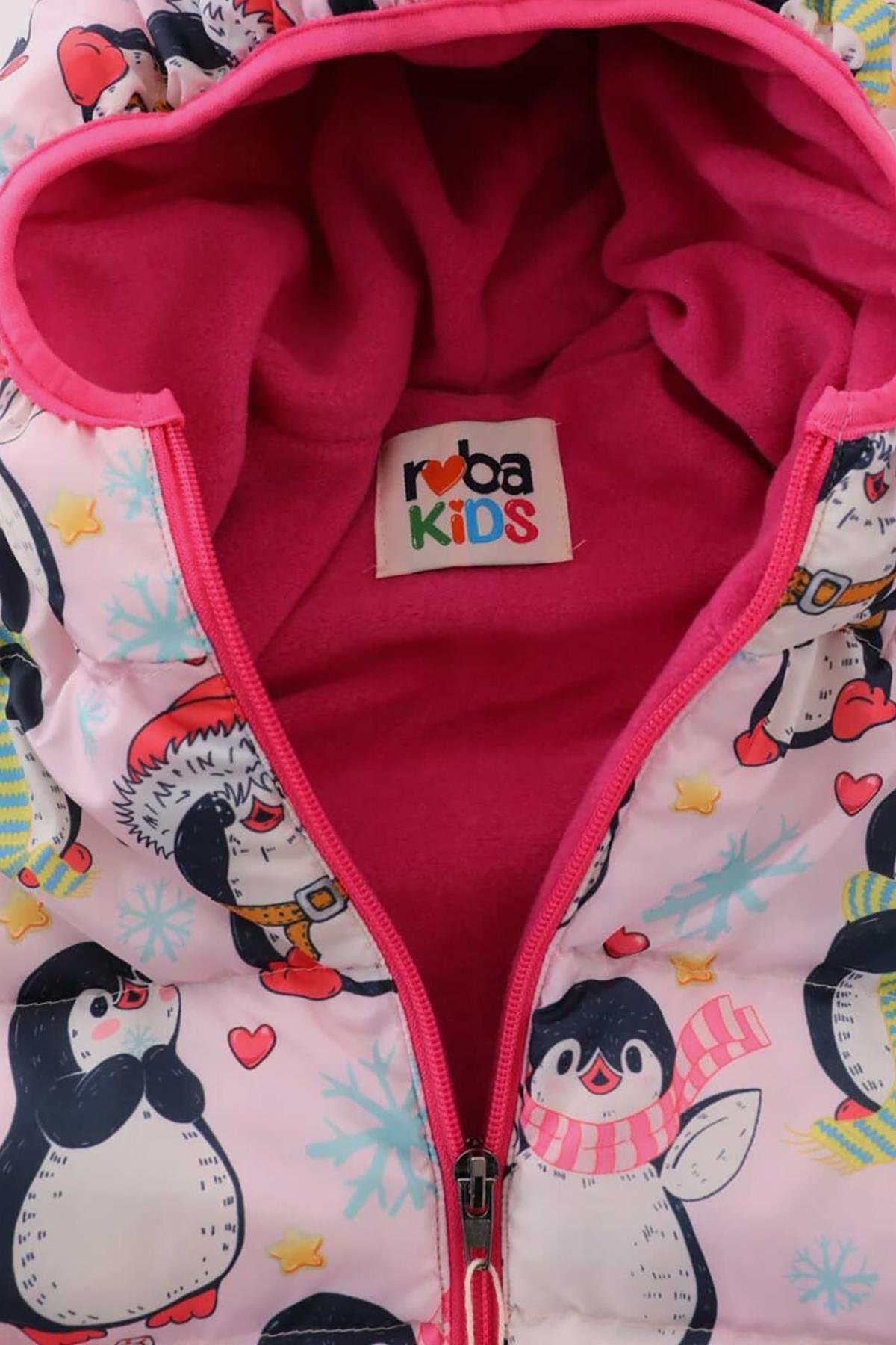 Kız Çocuk Dijital Baskılı İç Polarlı Kışlık Şişme Mont DPRBC003