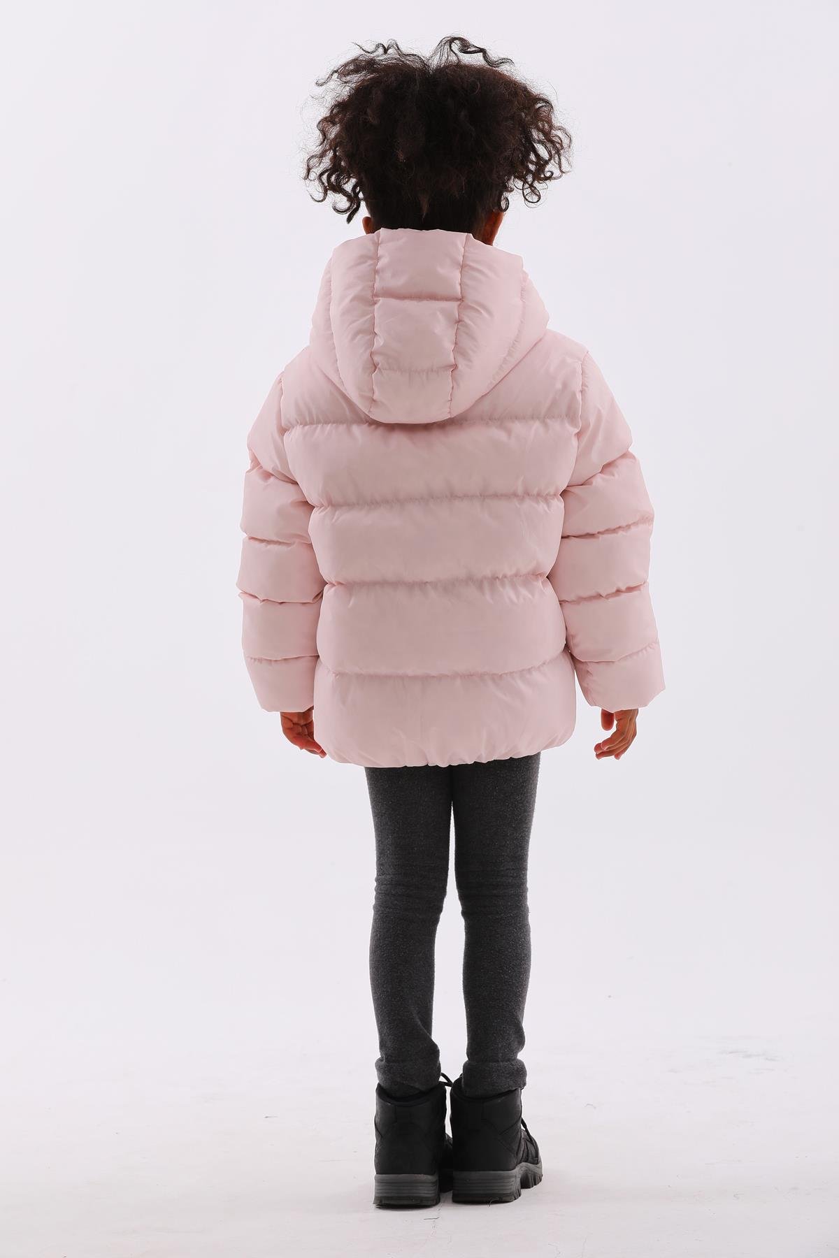 Kız Çocuk Pembe Su Geçirmez İç Polarlı Kışlık Şişme Mont DPRBC014
