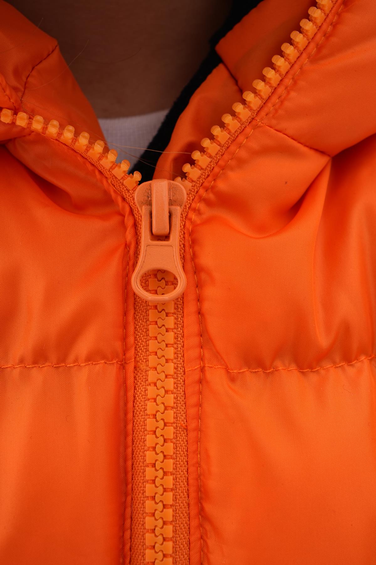 Kız Çocuk Turuncu Su Geçirmez İç Polarlı Kışlık Şişme Mont DPRBC014