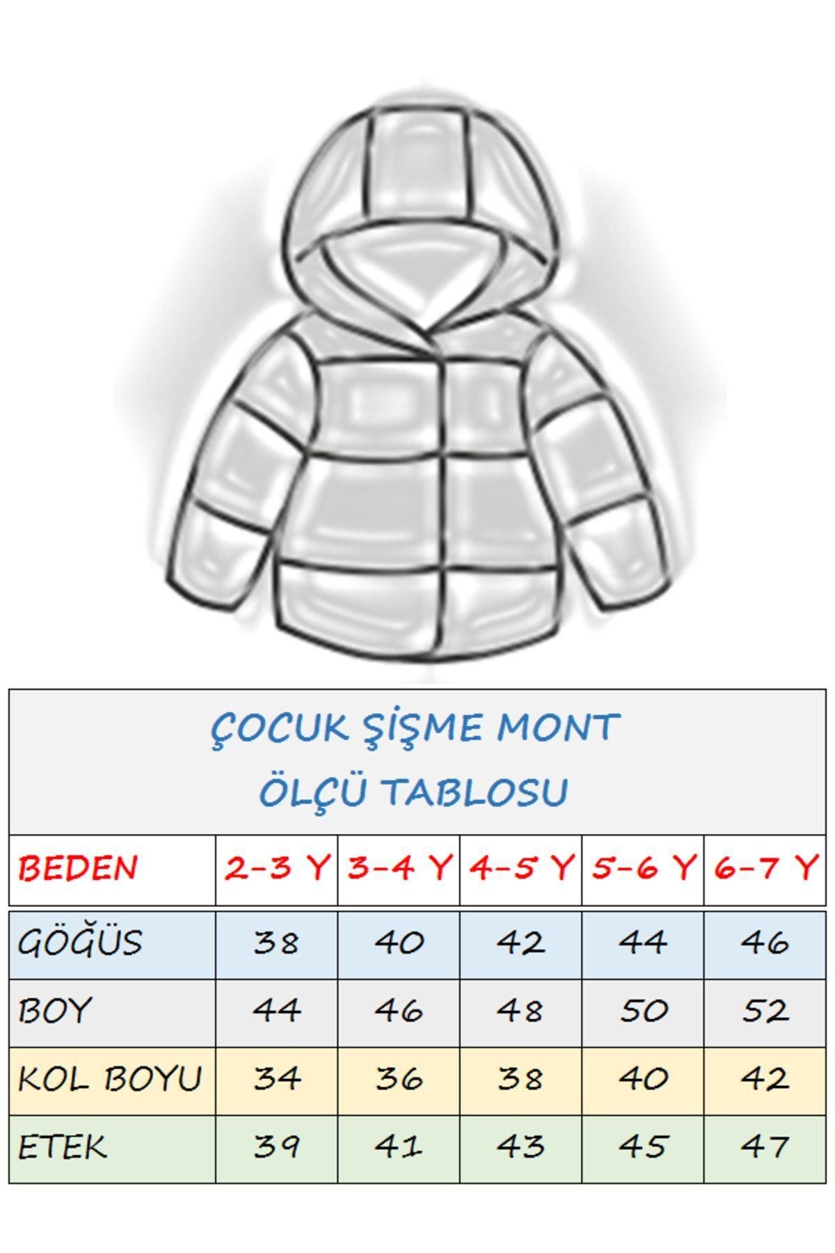 Kız Çocuk Unicorn Desenli İç Polarlı Kışlık Şişme Mont DPRBC011