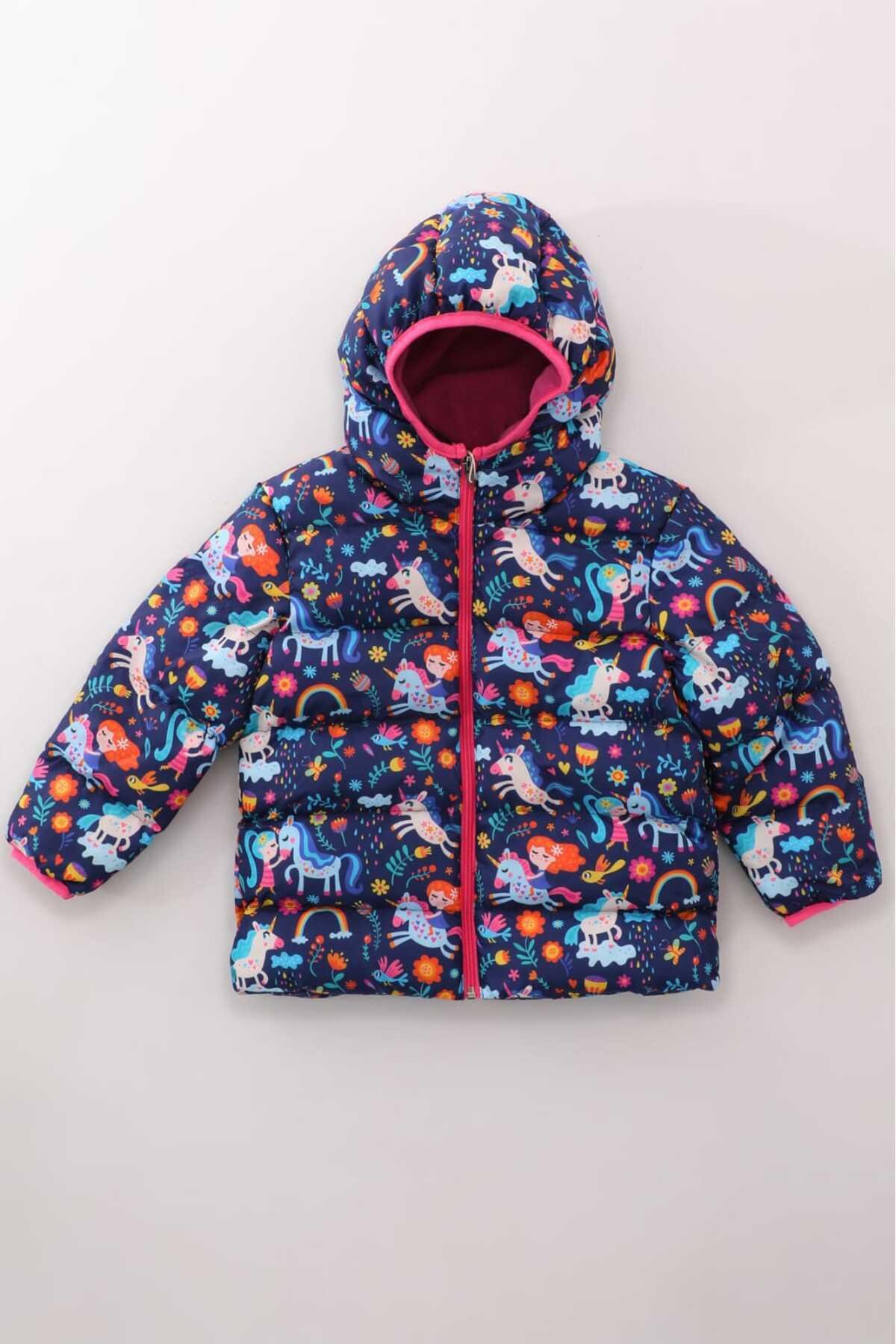 Kız Erkek Çocuk Dijital Baskılı İç Polarlı Kışlık Mont DPRBC002