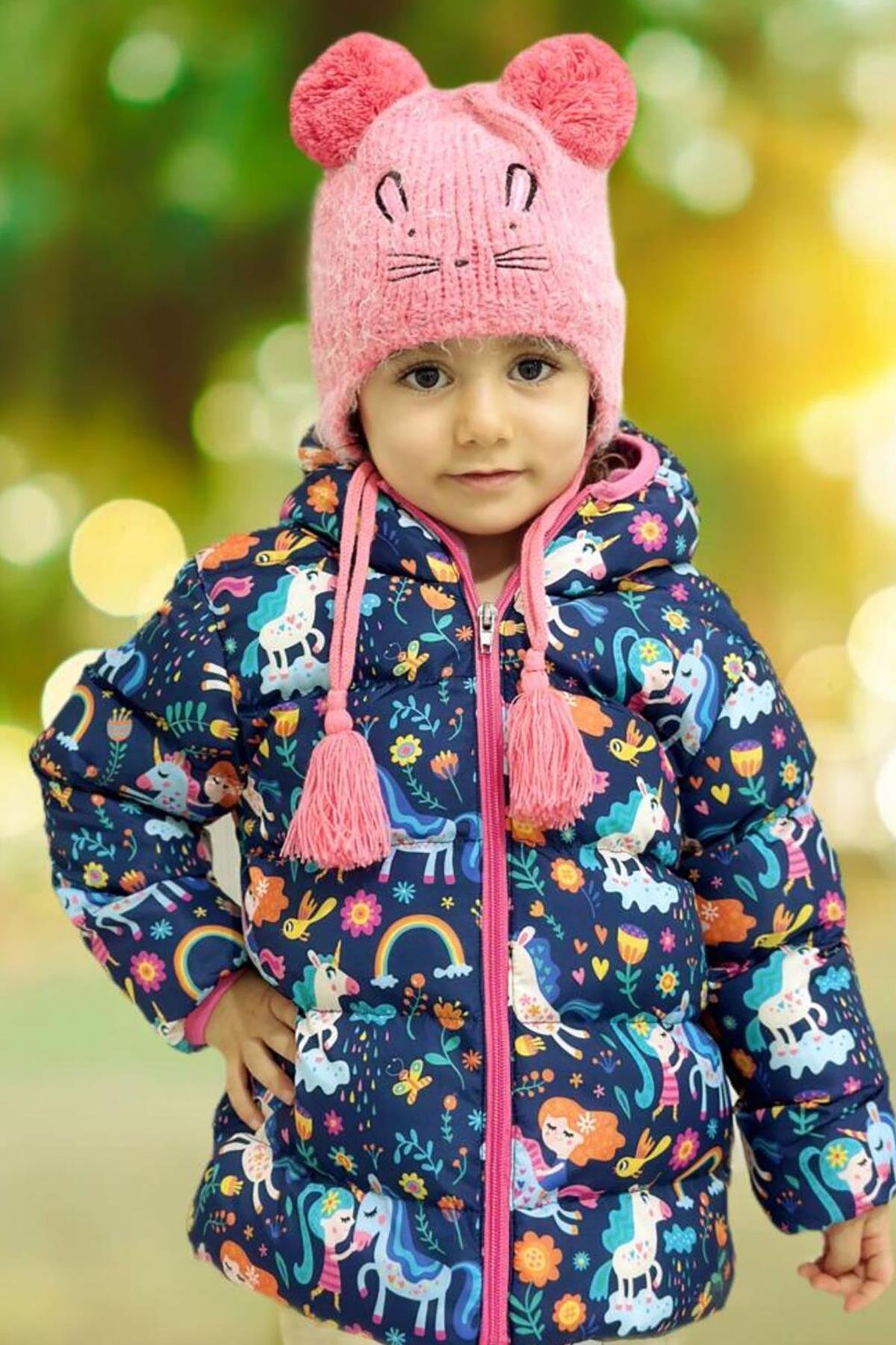 Kız Erkek Çocuk Dijital Baskılı İç Polarlı Kışlık Mont DPRBC002