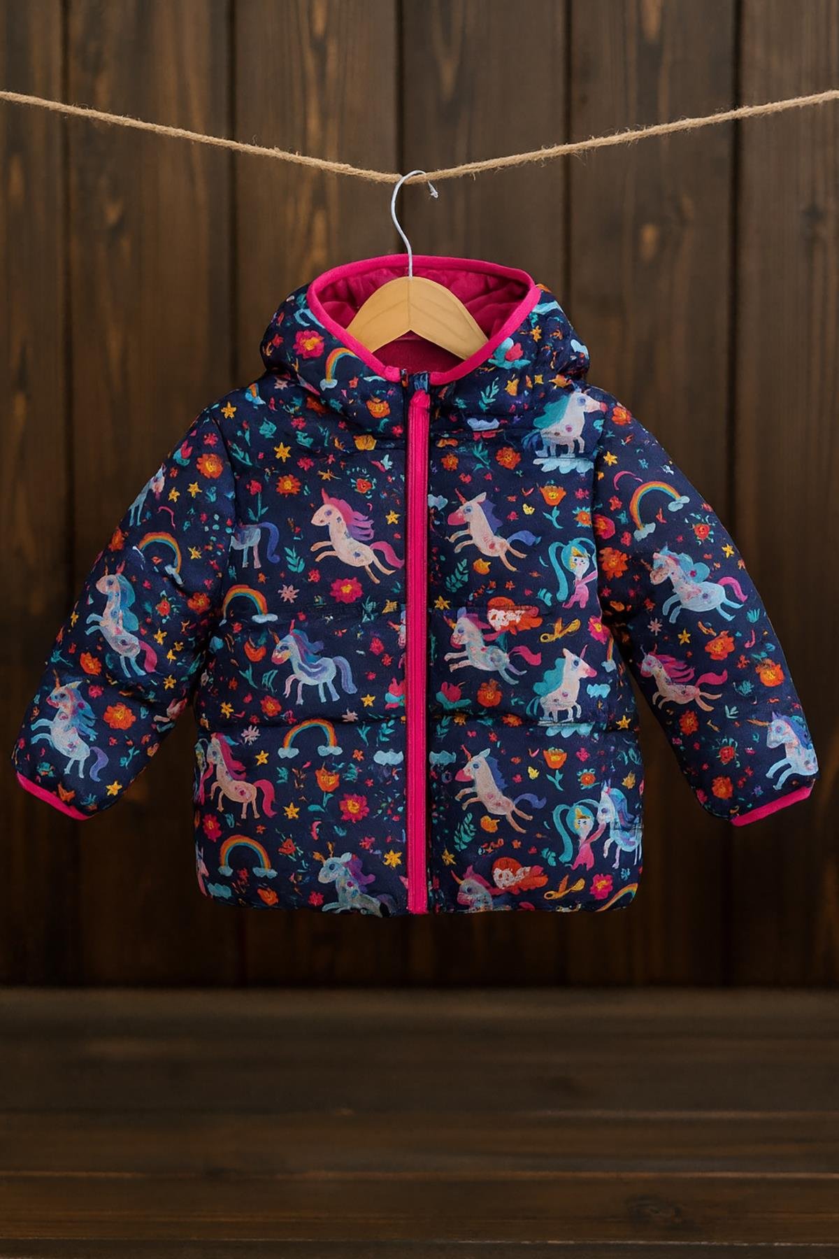 Kız Erkek Çocuk Dijital Baskılı İç Polarlı Kışlık Mont DPRBC002