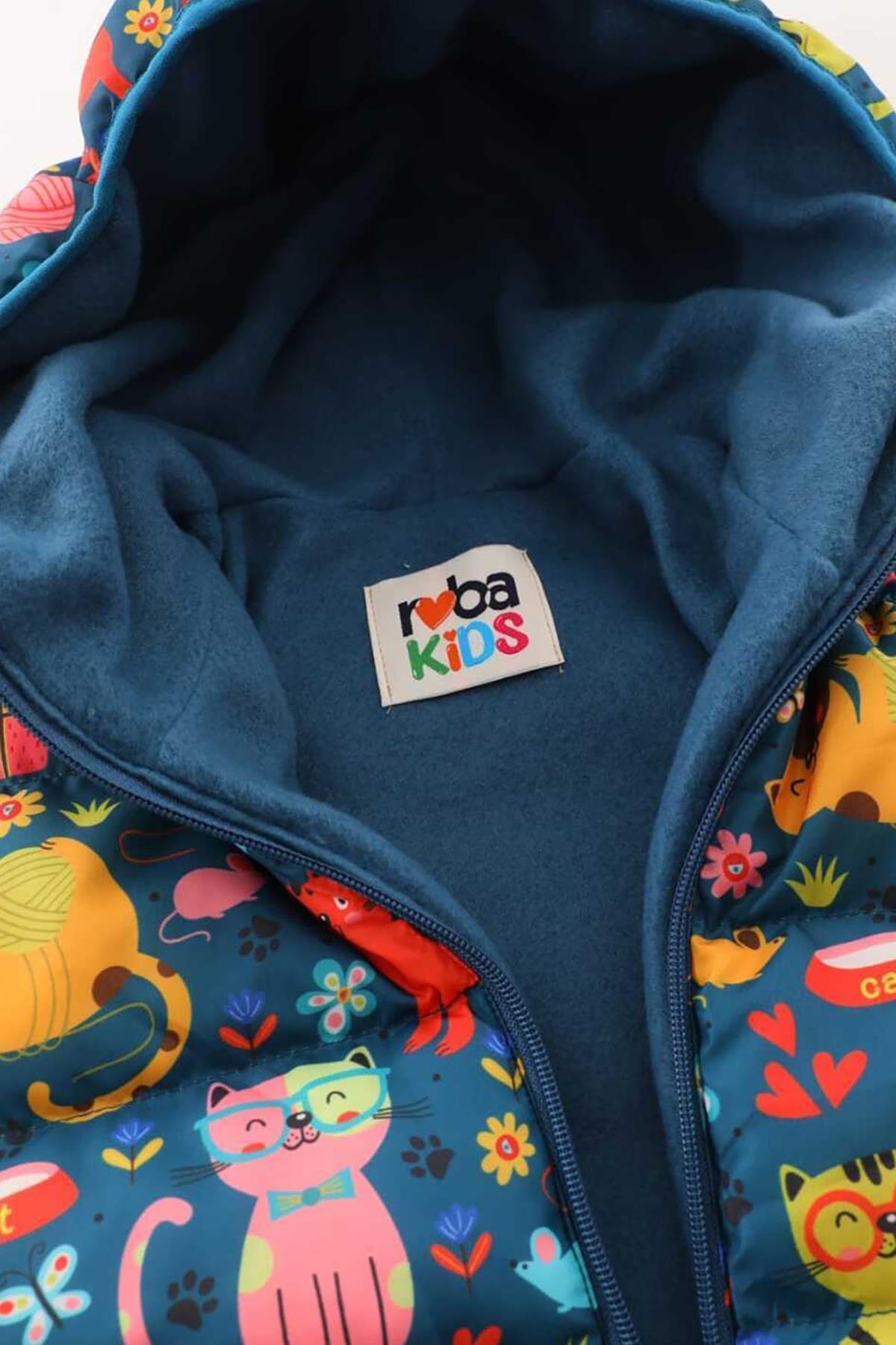 Kız Erkek Çocuk İç Polarlı Desenli Kışlık Mont DPRBC001