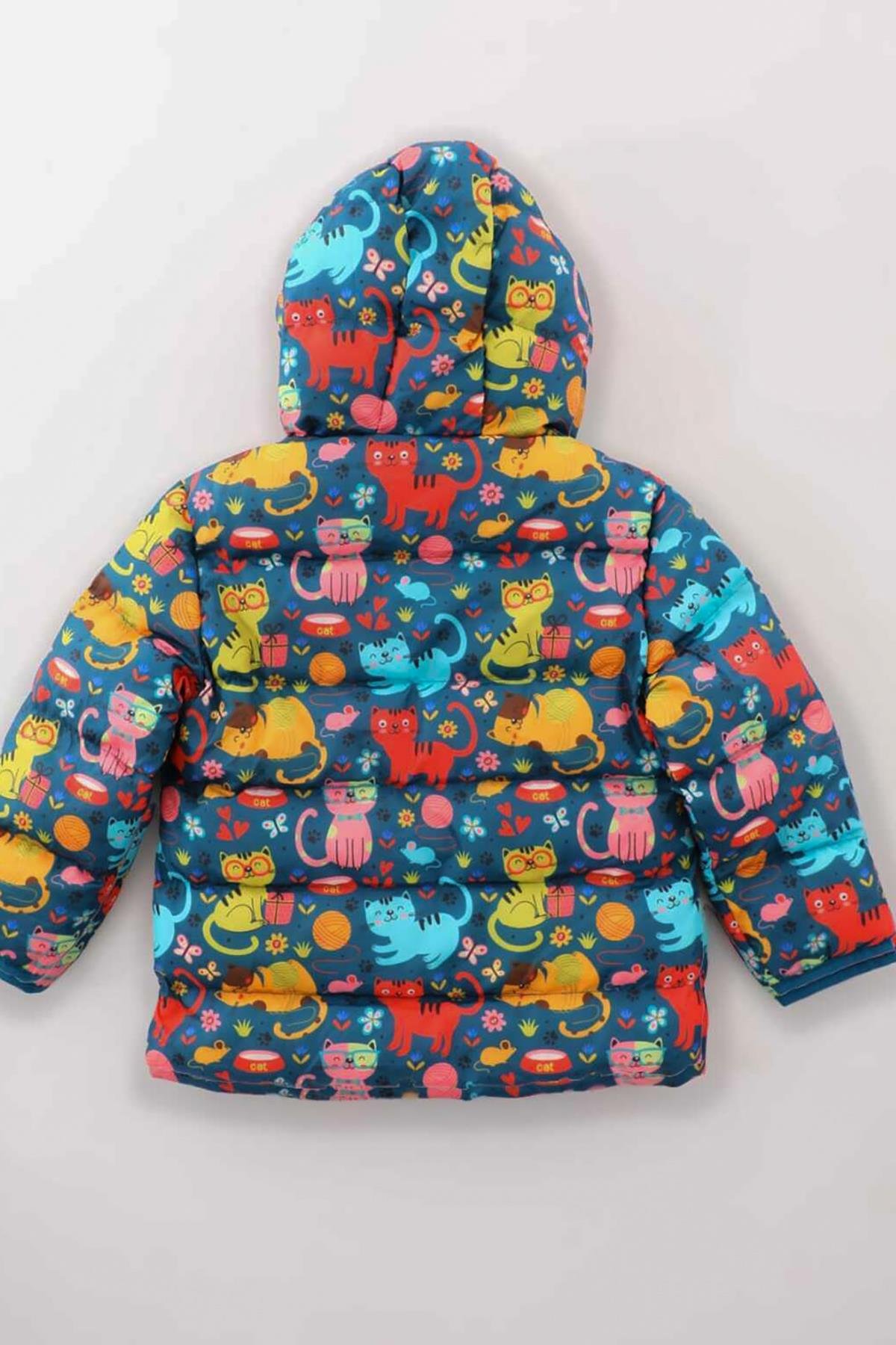 Kız Erkek Çocuk İç Polarlı Desenli Kışlık Mont DPRBC001