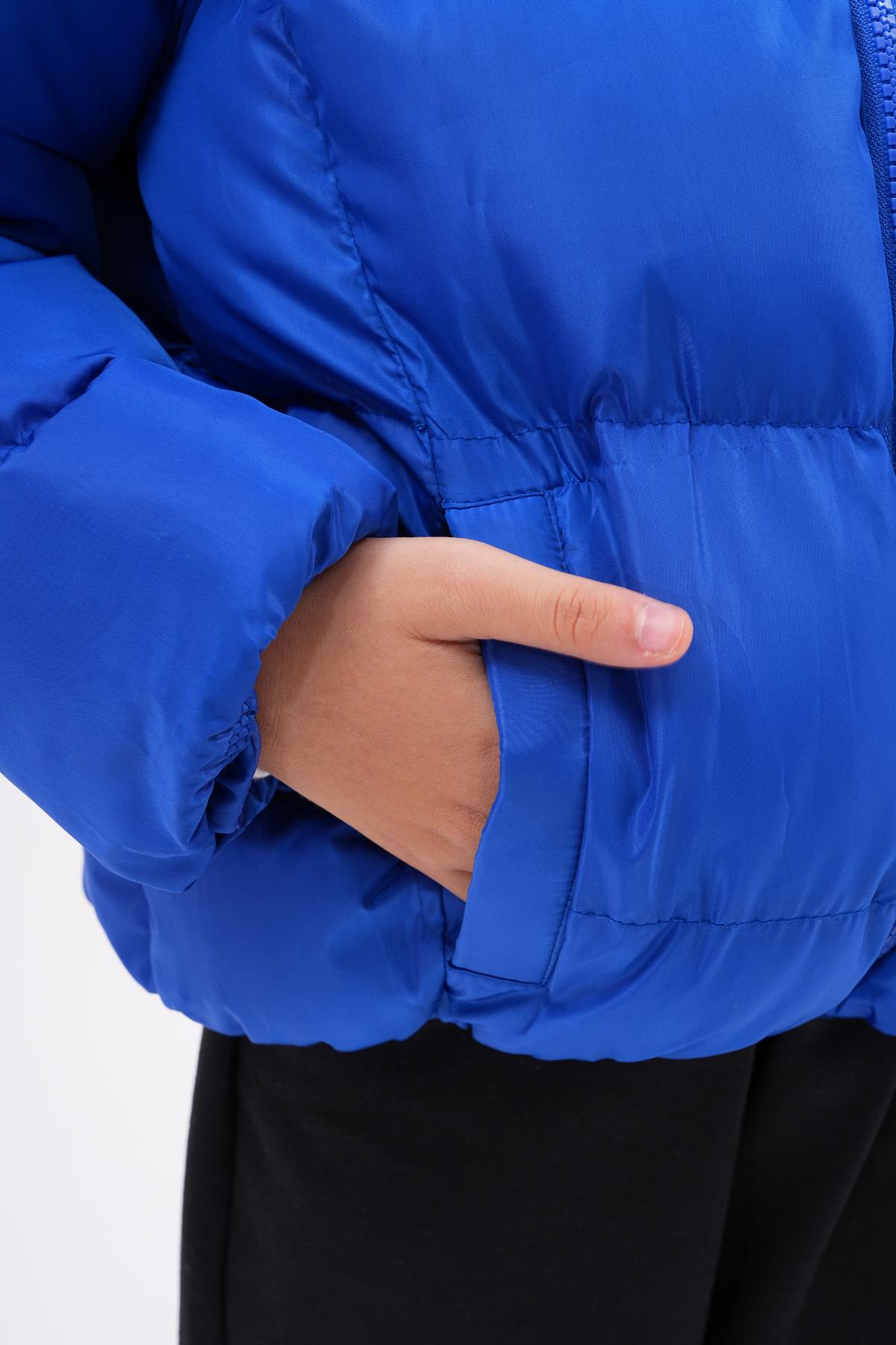 Kız Erkek Çocuk Saks Mavisi Su Geçirmez İç Polarlı Mont DPRBC014