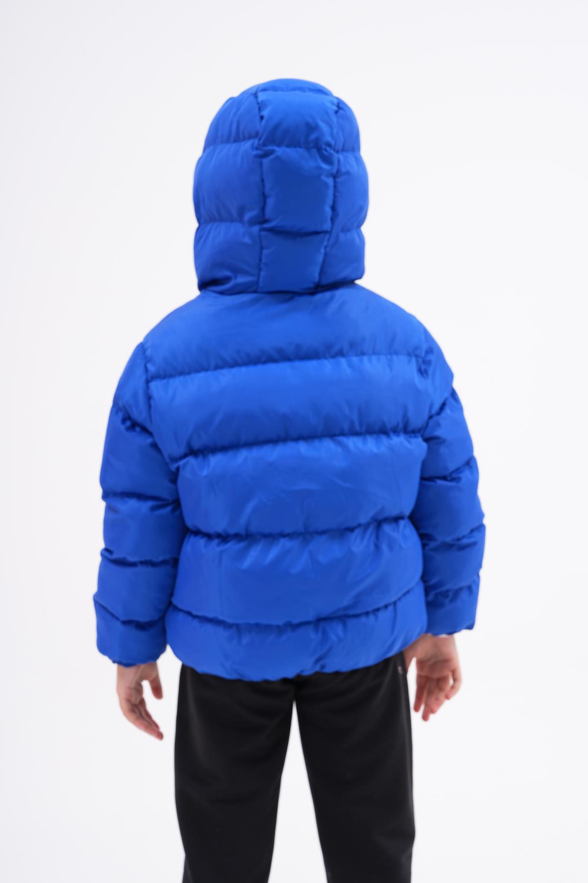 Kız Erkek Çocuk Saks Mavisi Su Geçirmez İç Polarlı Mont DPRBC014