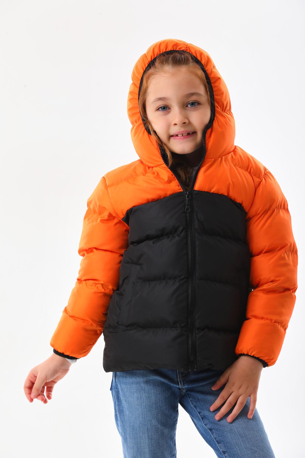 Kız Erkek Çocuk Turuncu Robalı Su Geçirmez İç Polarlı Mont DPRBC012