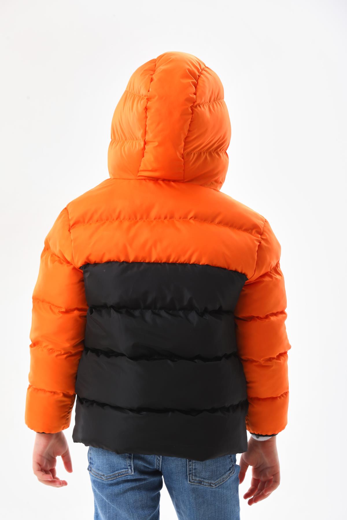 Kız Erkek Çocuk Turuncu Robalı Su Geçirmez İç Polarlı Mont DPRBC012