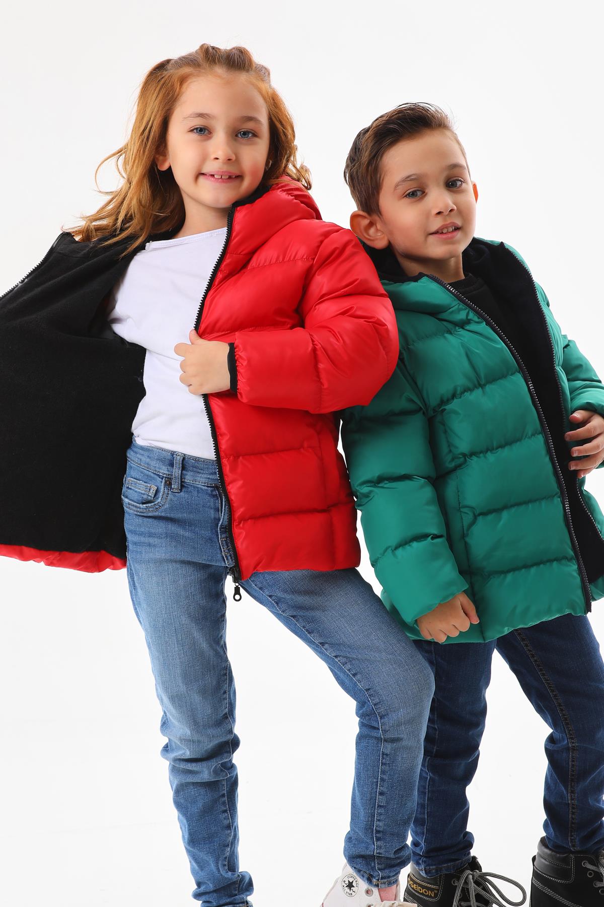 Unisex Çocuk Su Geçirmez İç Polarlı Kışlık Mont & Kaban DPRBC008