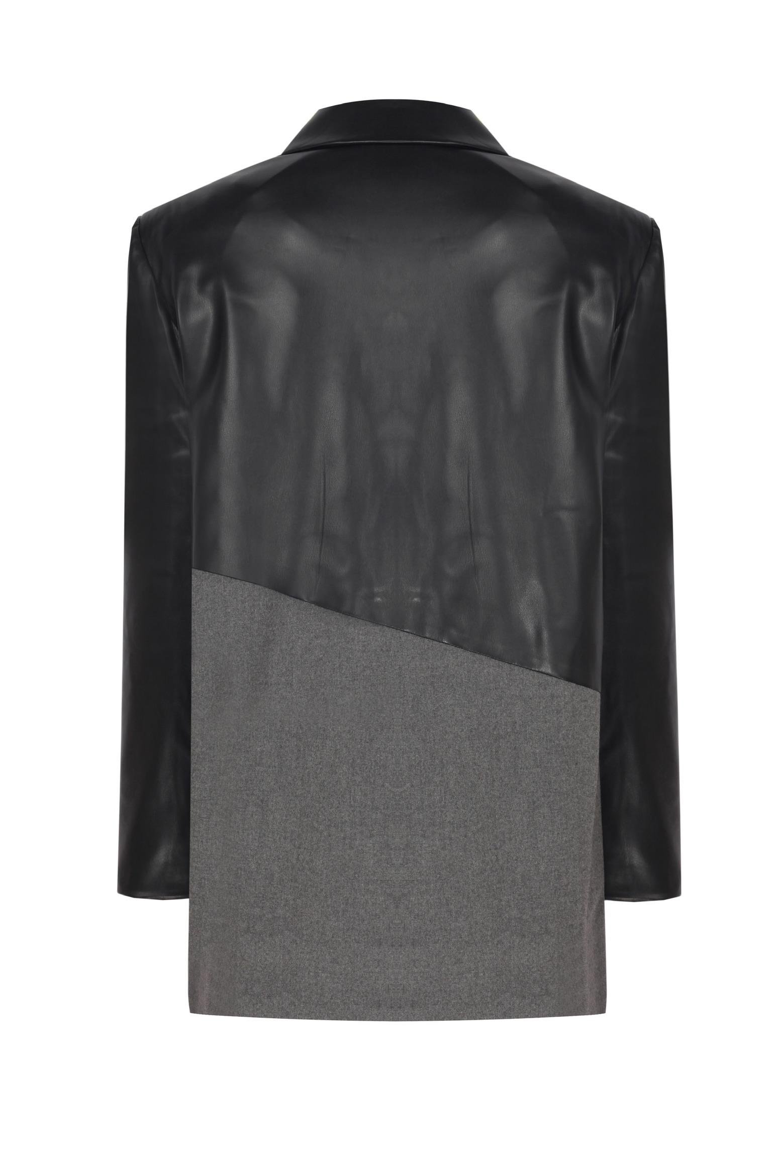 SHADOW VEGAN LEATHER MIXED BLAZER