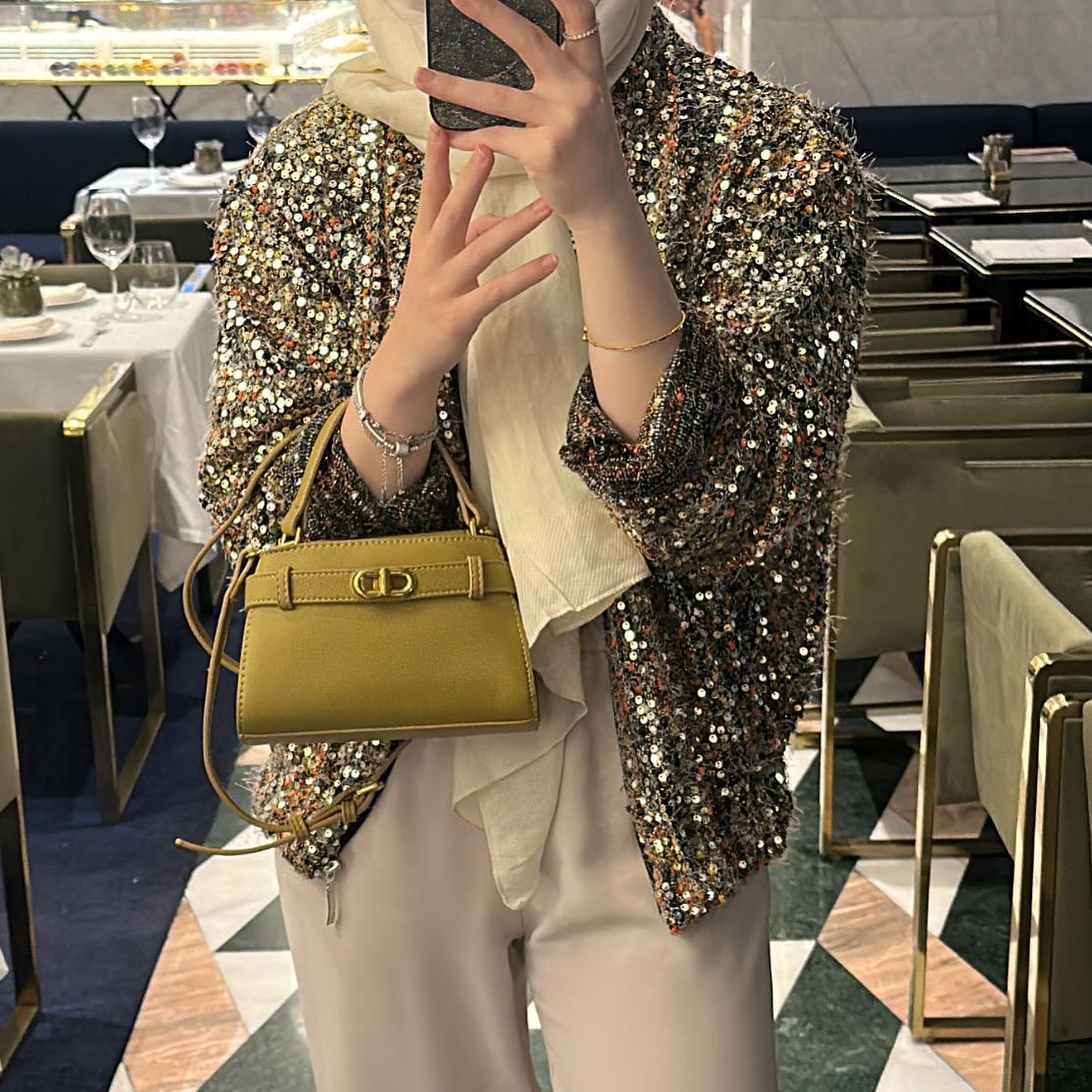 Payetli Bomber Ceket Gold