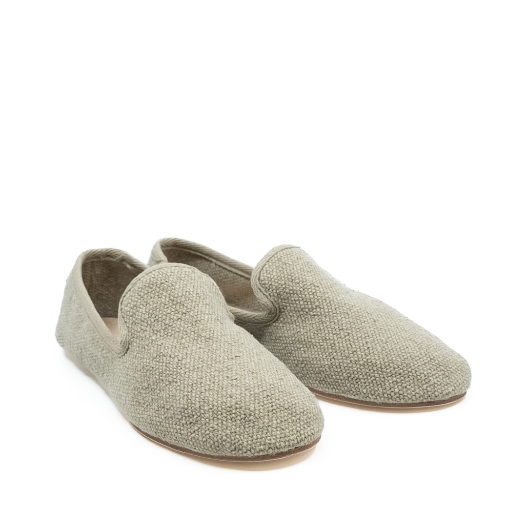 Barbara - Bej Koton Kumaş Barefoot Loafer