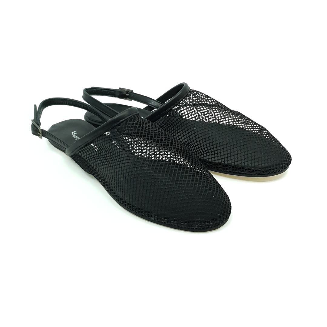 File Kumaş Siyah Barefoot Sandalet