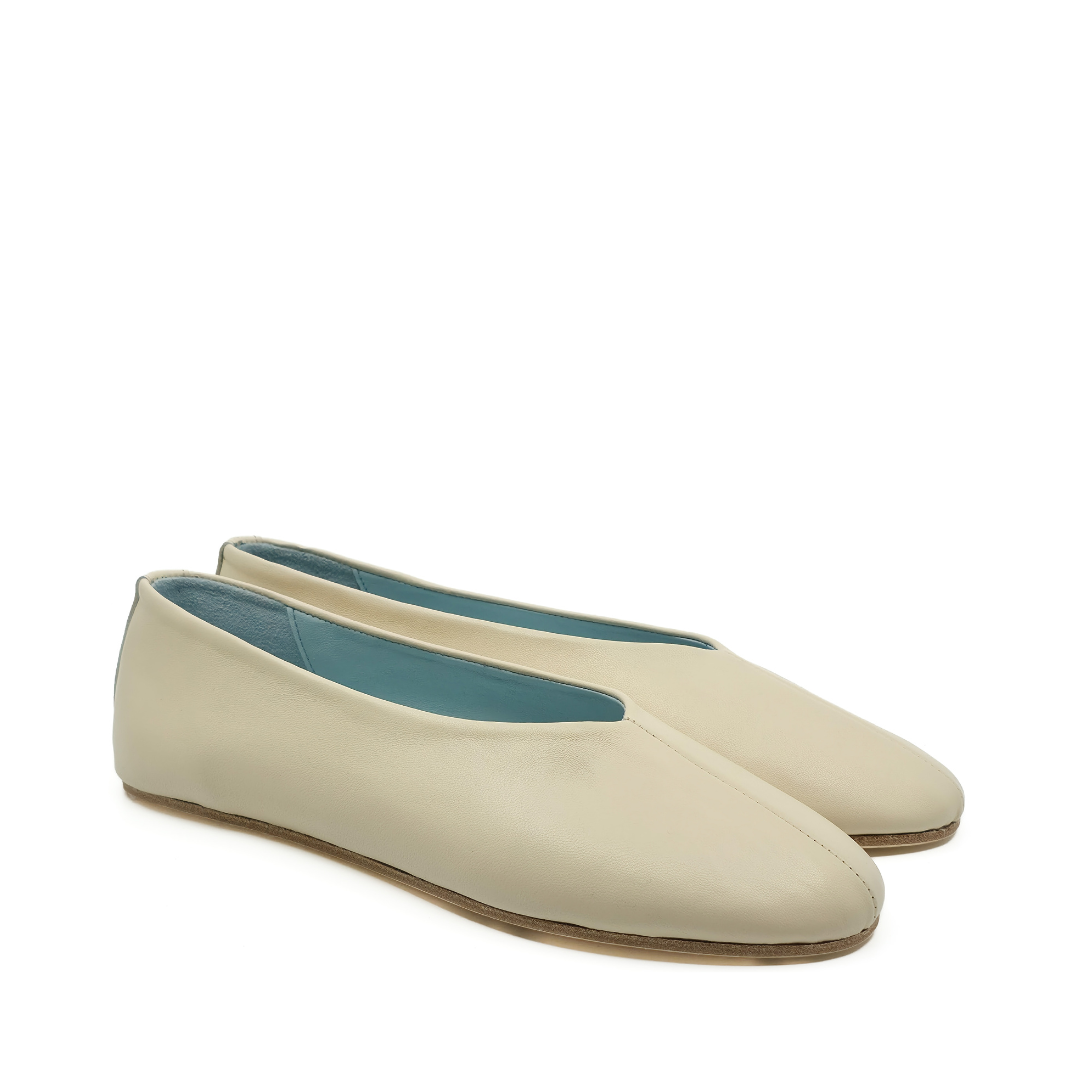 Ginevra - Ekru Deri Barefoot Babet Ayakkabı