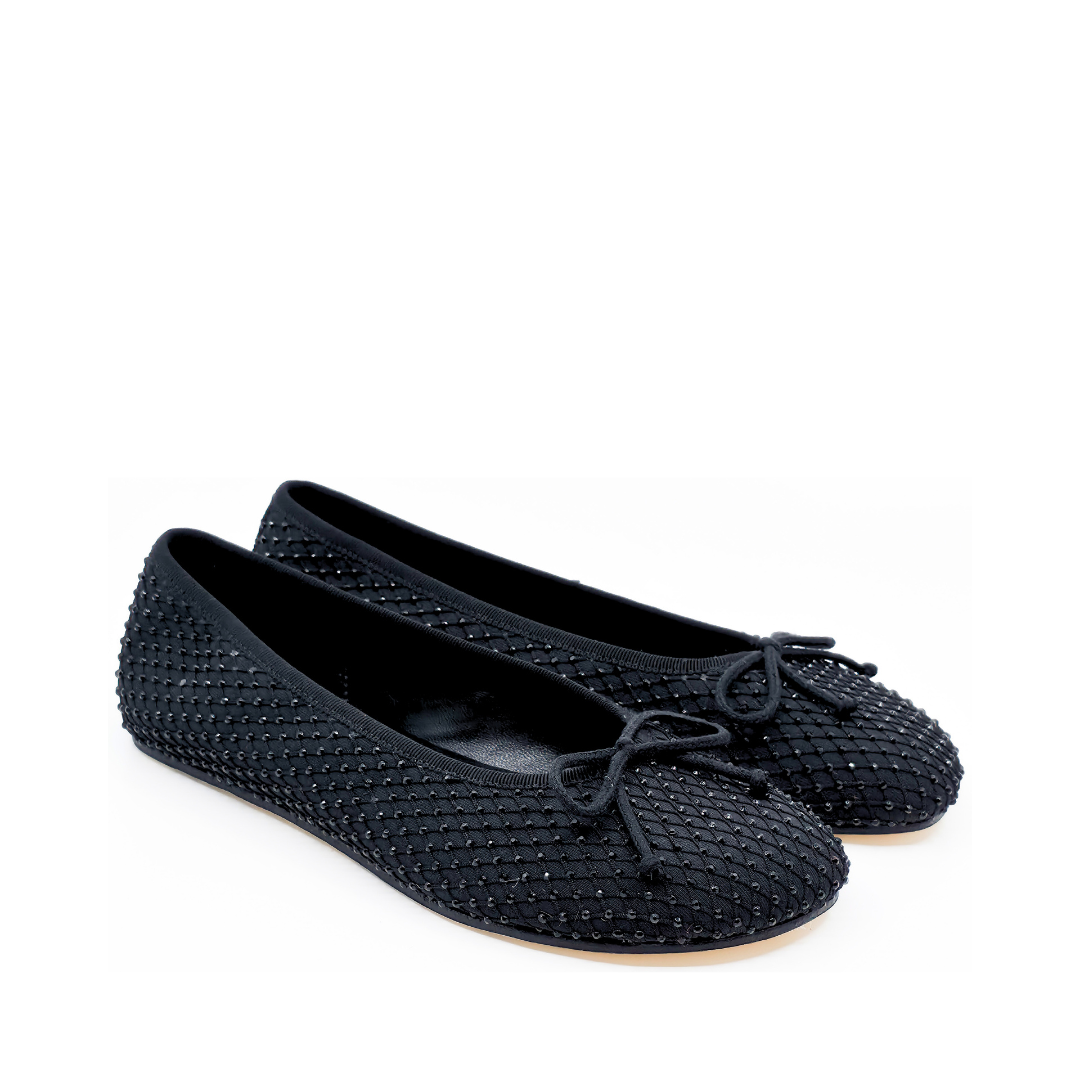 Lucia - Siyah Taş İşlemeli Barefoot Babet
