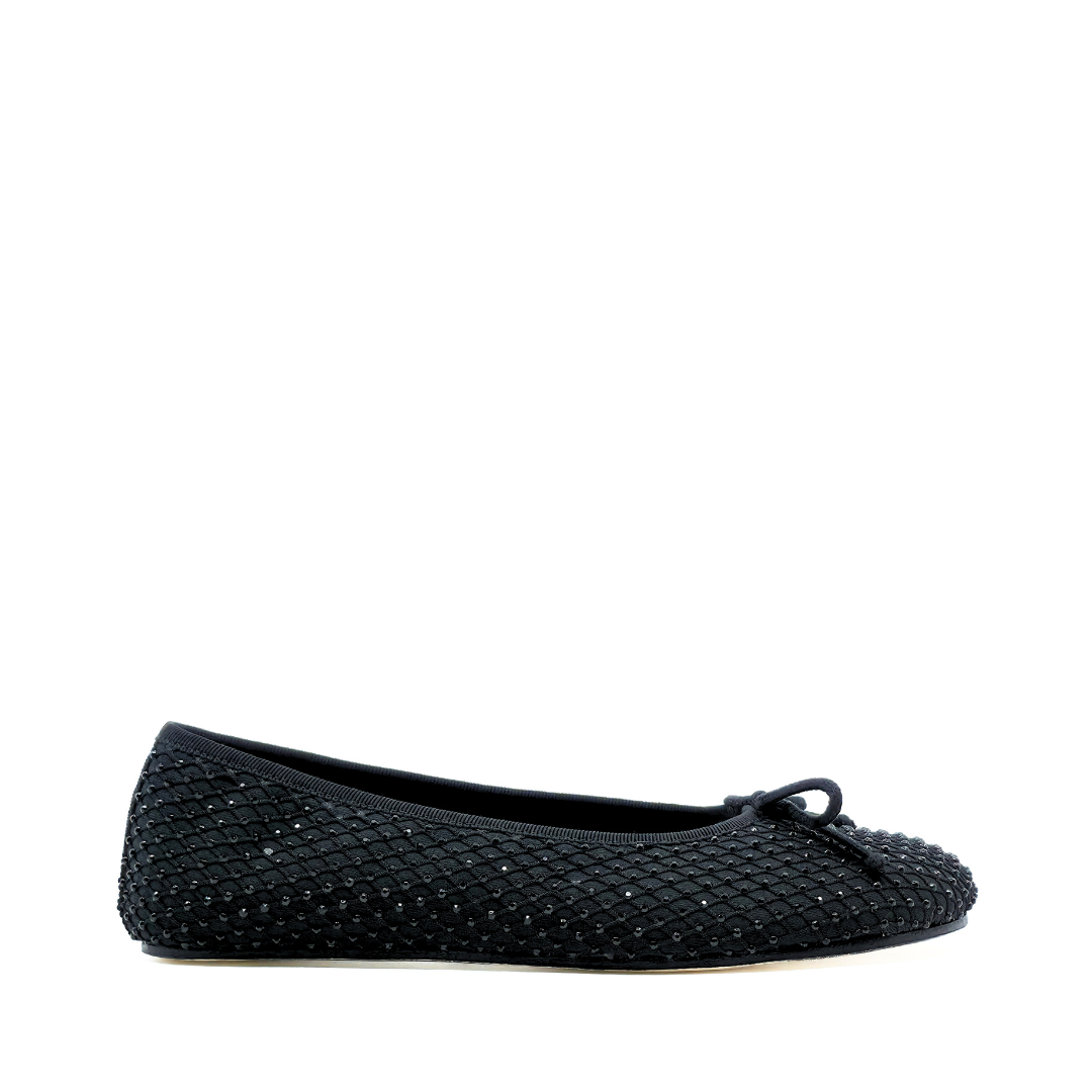 Lucia - Siyah Taş İşlemeli Barefoot Babet