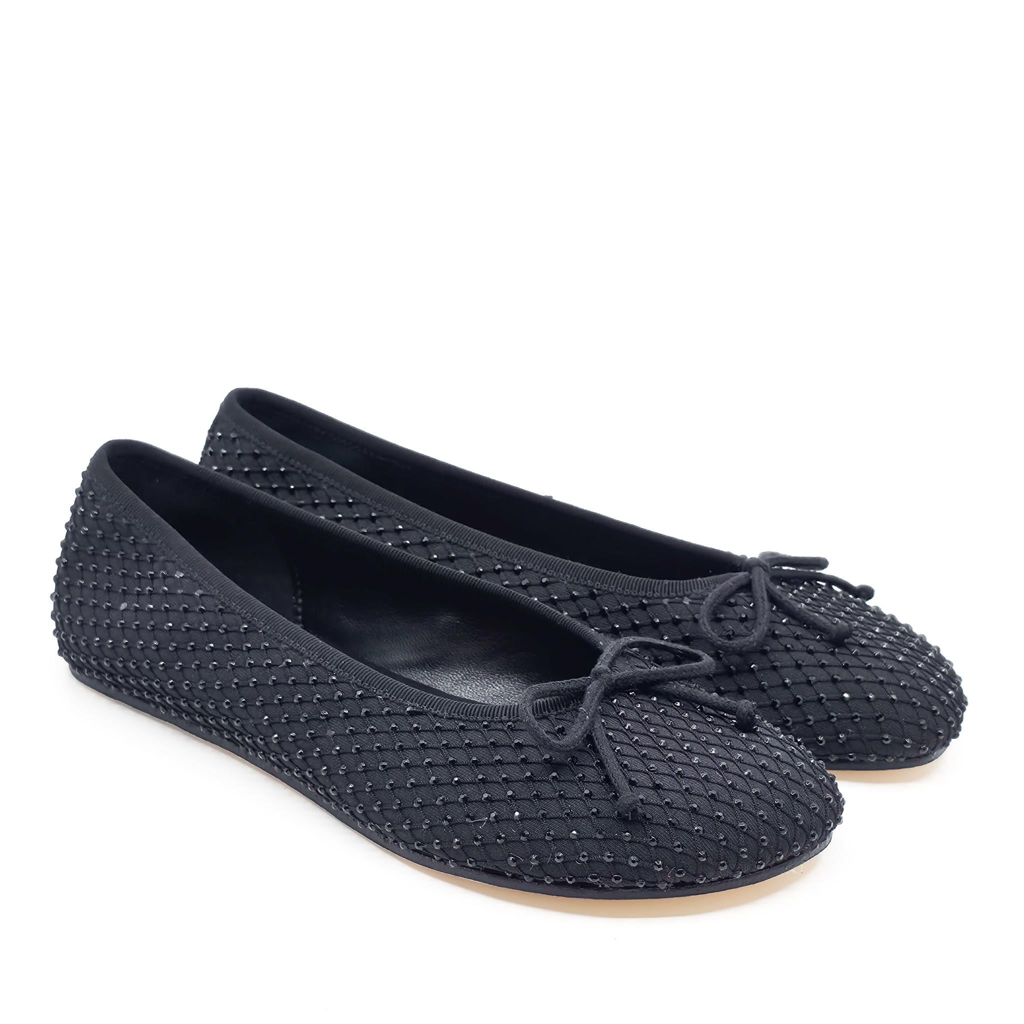 Lucia - Siyah Taş İşlemeli Barefoot Babet
