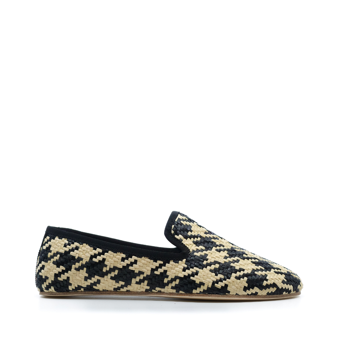 Siyah Ekru Örgü Barefoot Slipper