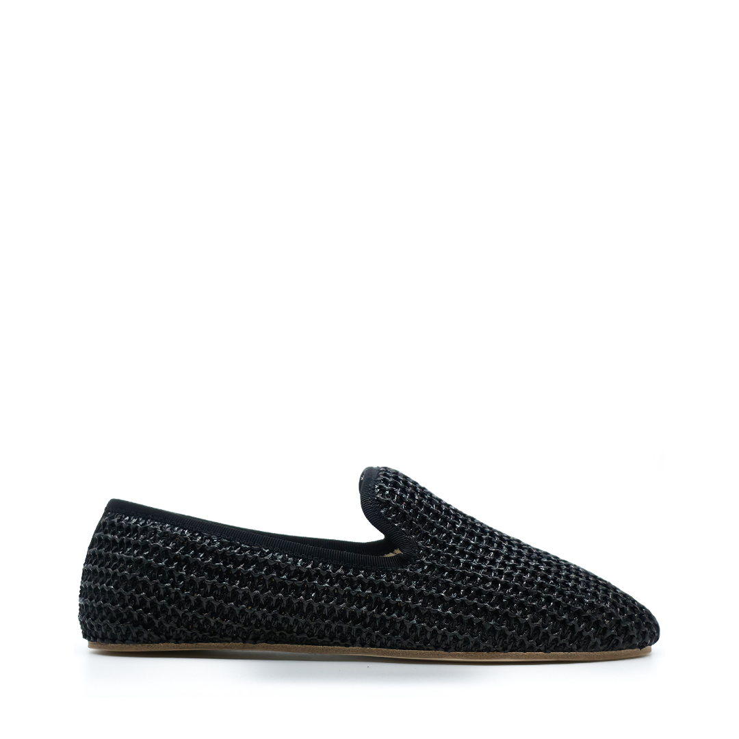 Siyah Örgü Barefoot Slipper