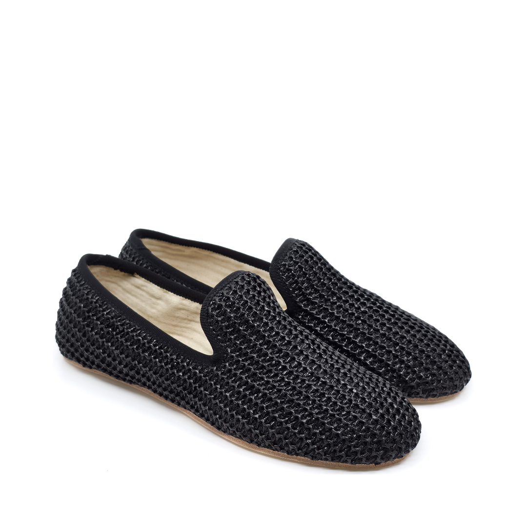 Siyah Örgü Barefoot Slipper