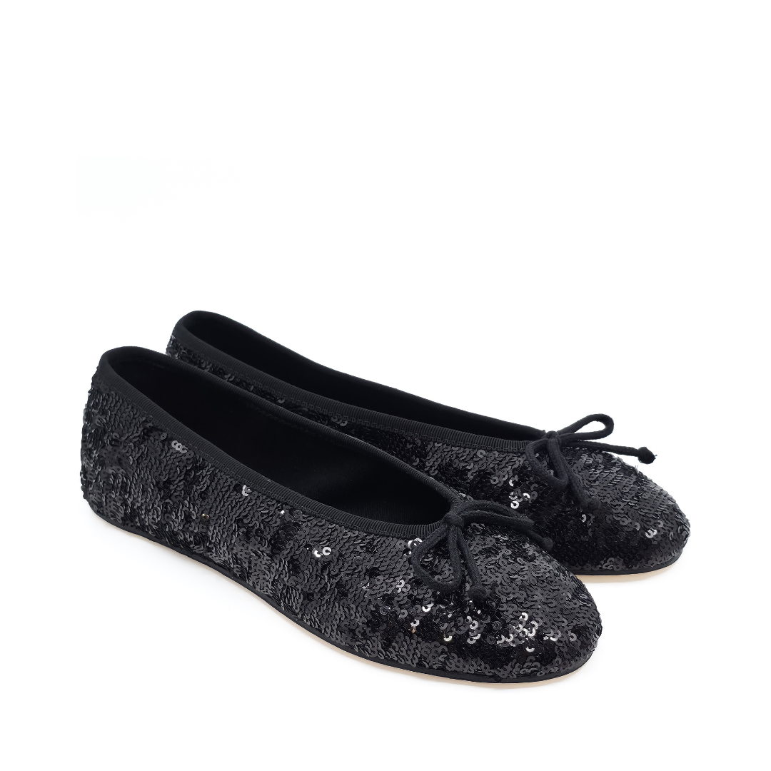 Sophia - Siyah Payet İşlemeli Barefoot Babet