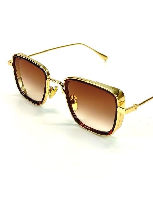 Kazan Uv 400 Kahve Cam Gold Çerçeve Gold Sap Ünisex Güneş Gözlüğü Goz-10895