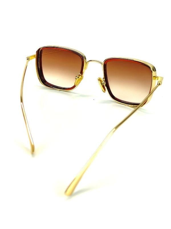 Kazan Uv 400 Kahve Cam Gold Çerçeve Gold Sap Ünisex Güneş Gözlüğü Goz-10895
