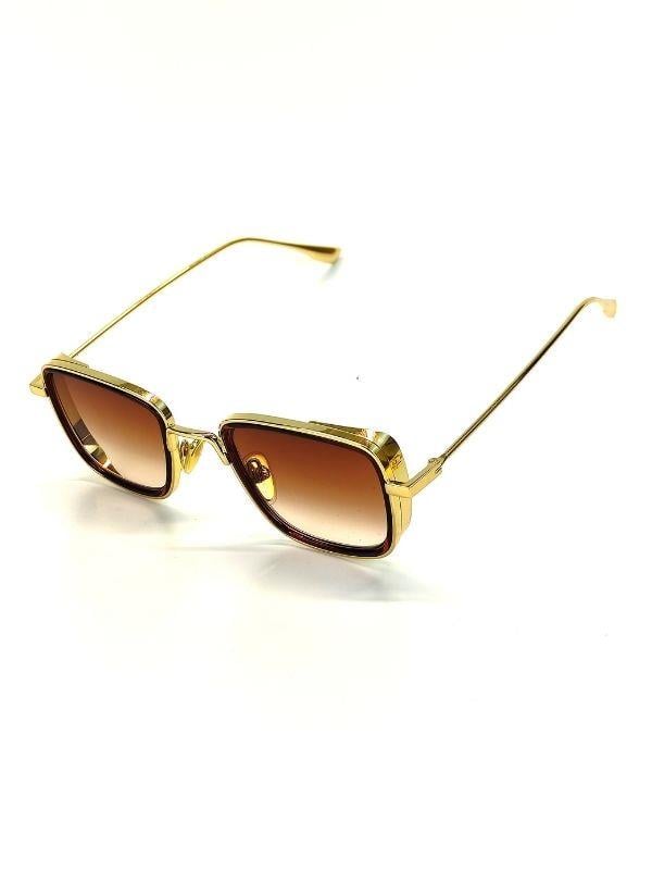 Kazan Uv 400 Kahve Cam Gold Çerçeve Gold Sap Ünisex Güneş Gözlüğü Goz-10895