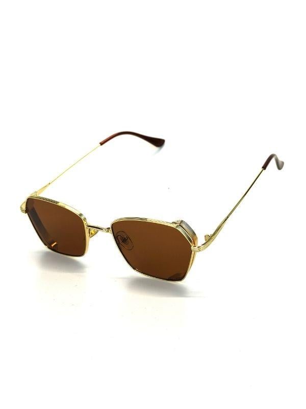 Şengay Uv 400 Kahve Cam Gold Çerçeve Gold Sap Ünisex Güneş Gözlüğü Goz-10887