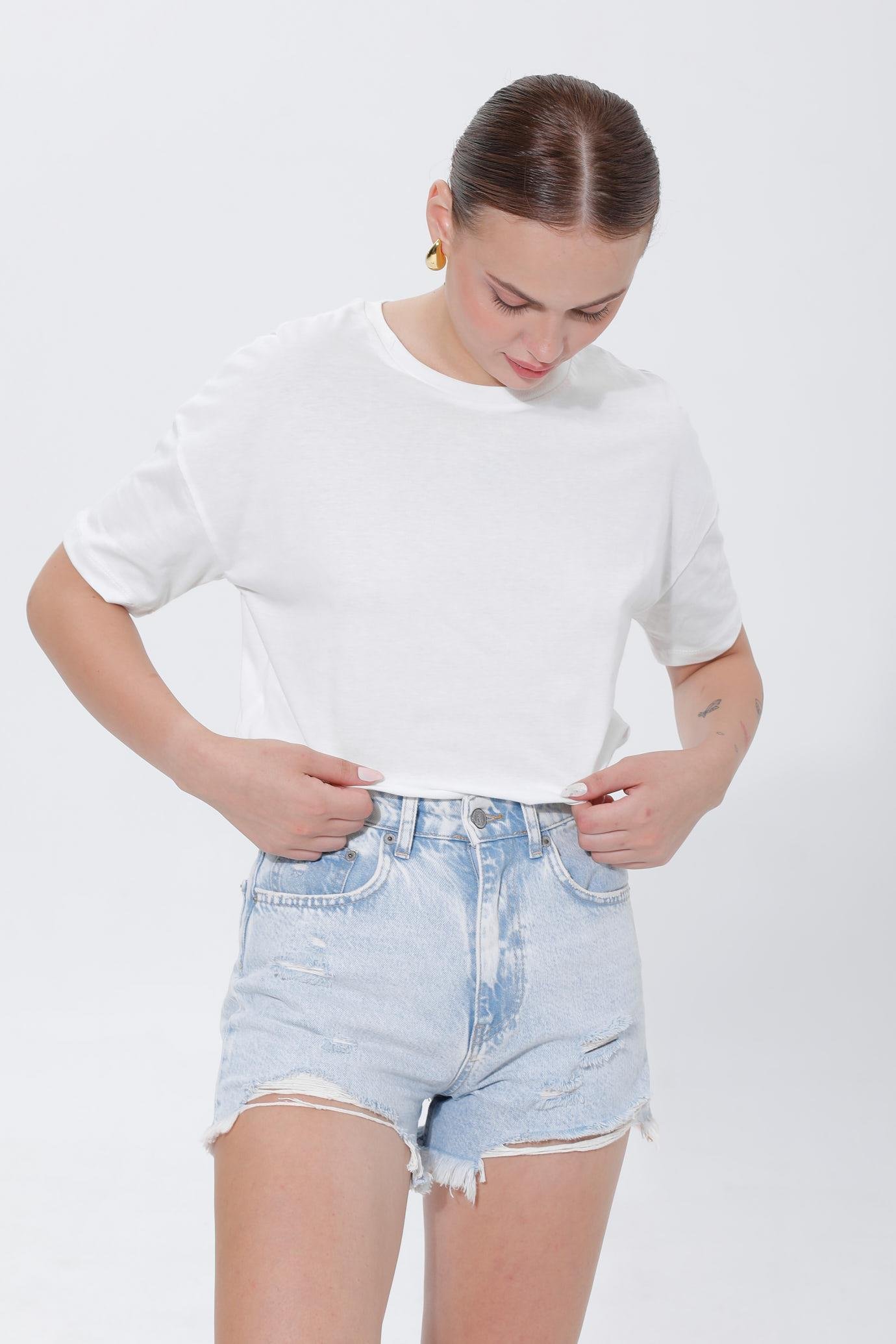 BASIC OVERSİZE T-SHIRT - BEYAZ