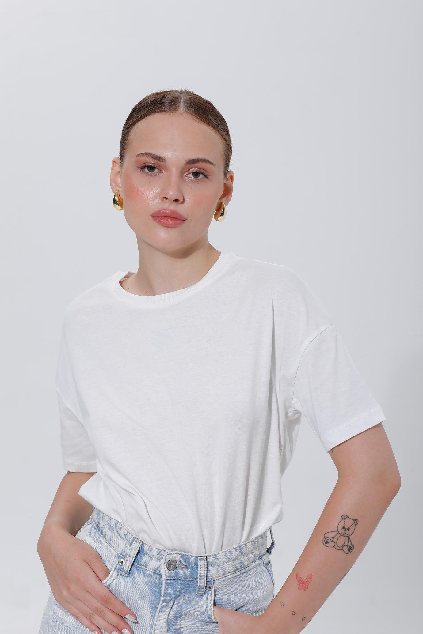 BASIC OVERSİZE T-SHIRT - BEYAZ