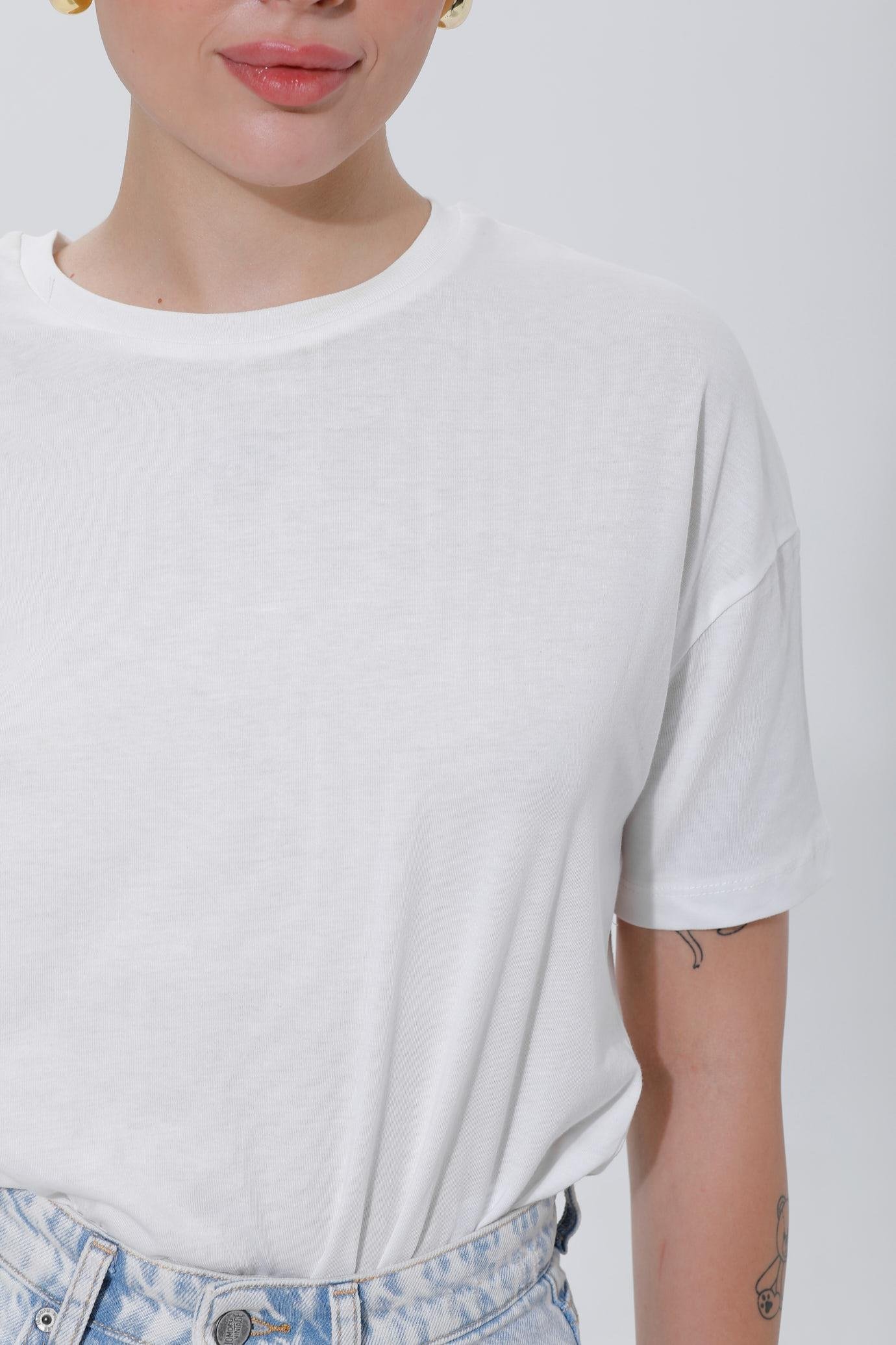 BASIC OVERSİZE T-SHIRT - BEYAZ
