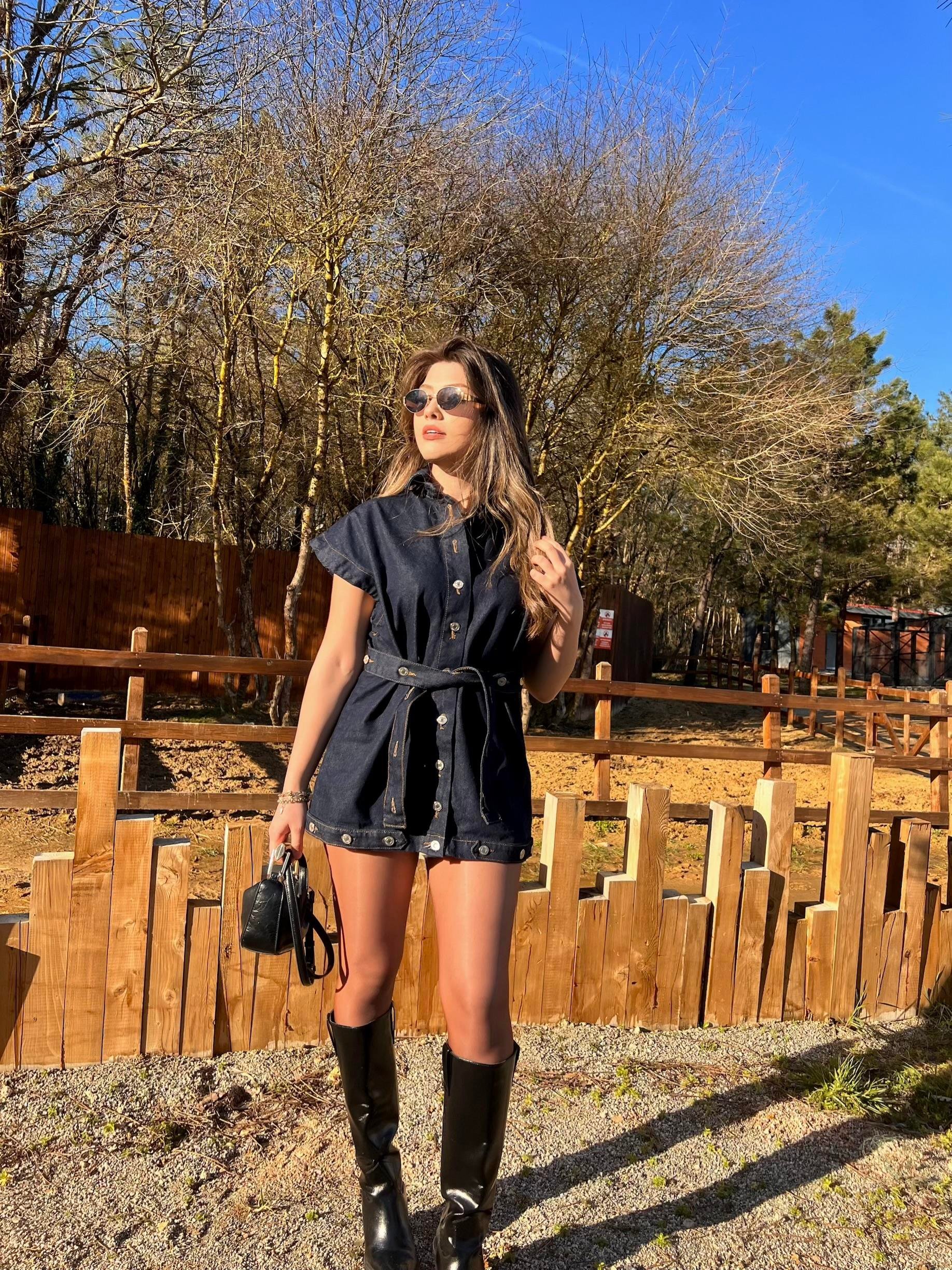 BELTED DENIM CEKET