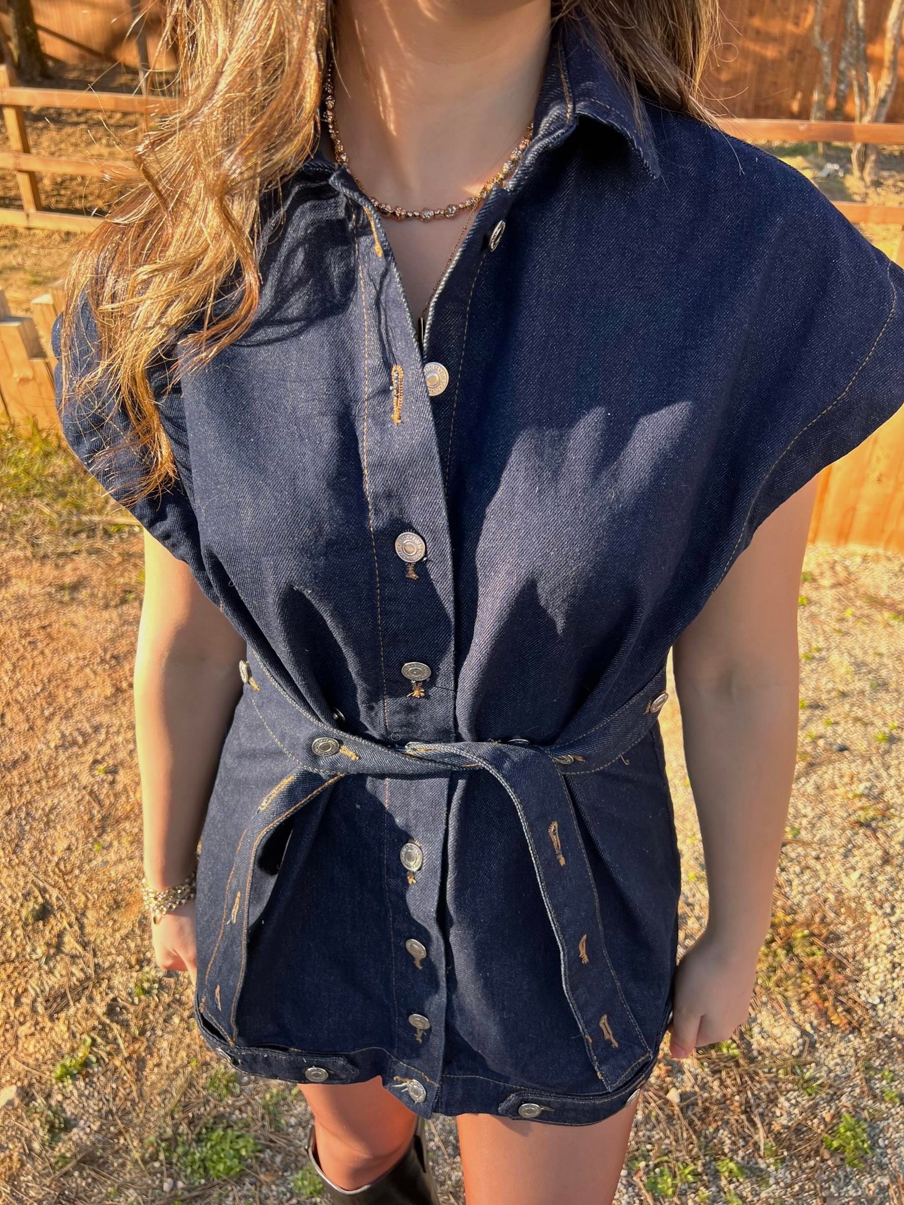 BELTED DENIM CEKET