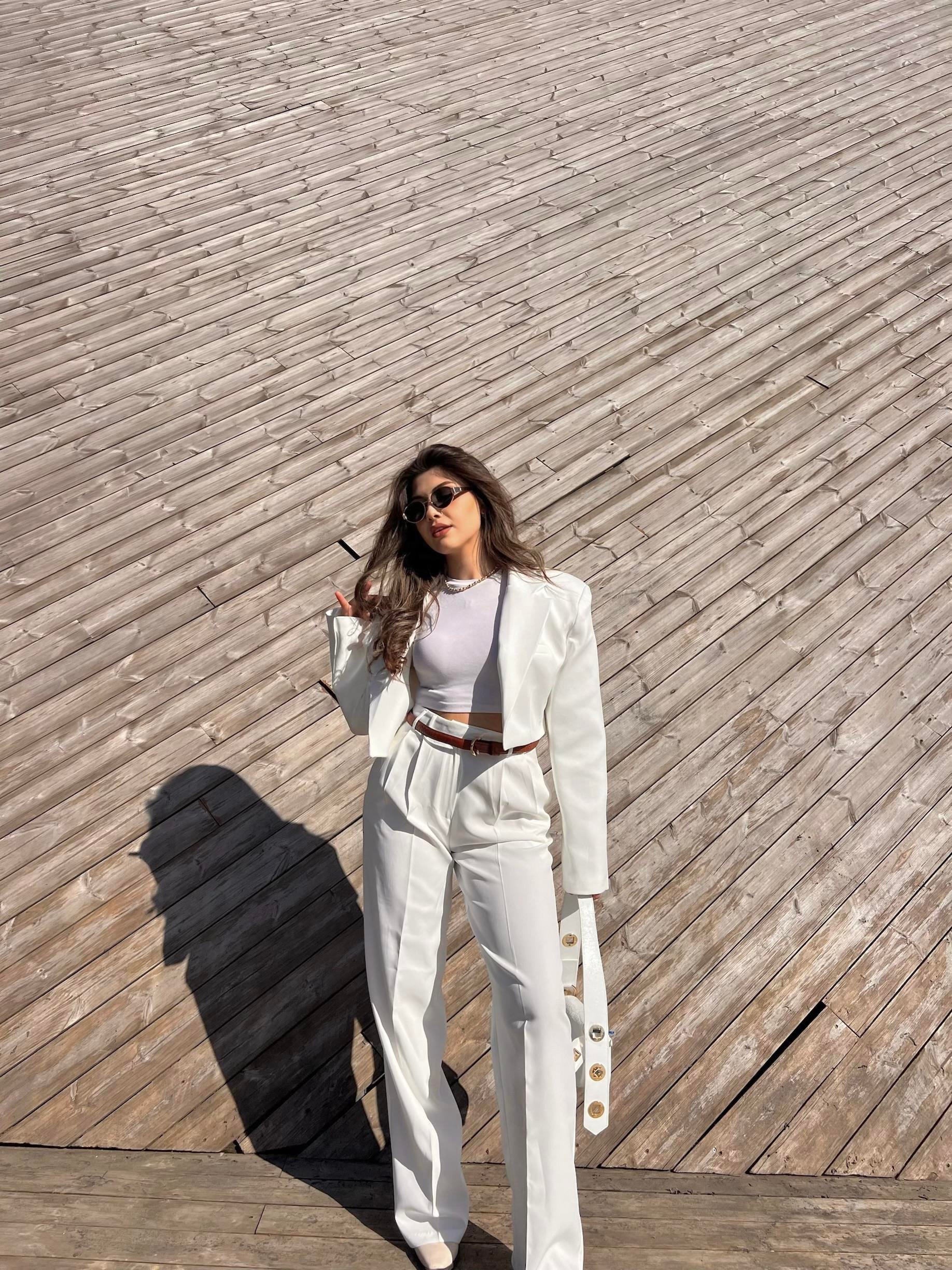 BLAZER TASARIM CEKET-BEYAZ