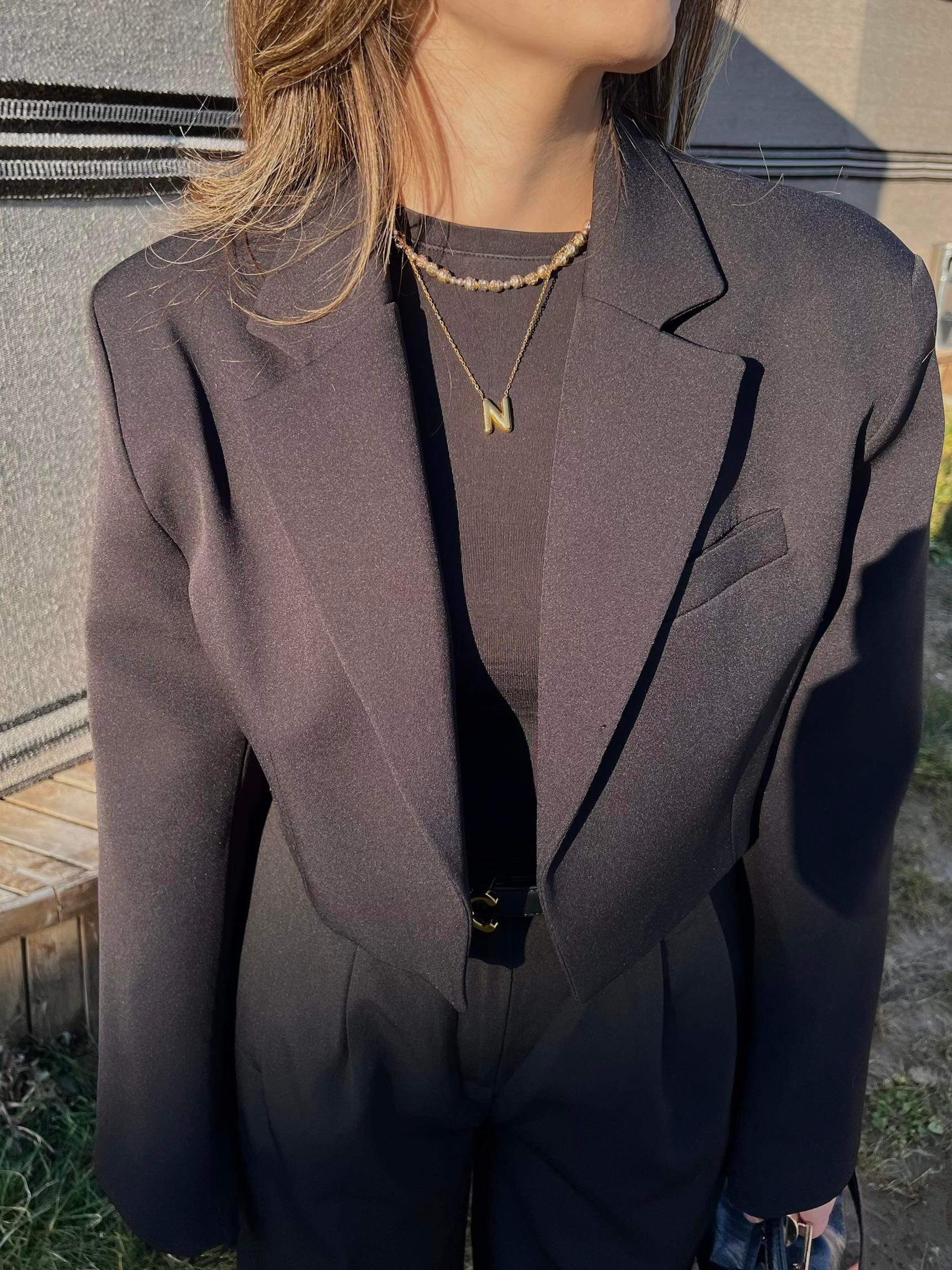 CROP BLAZER TASARIM CEKET-SİYAH