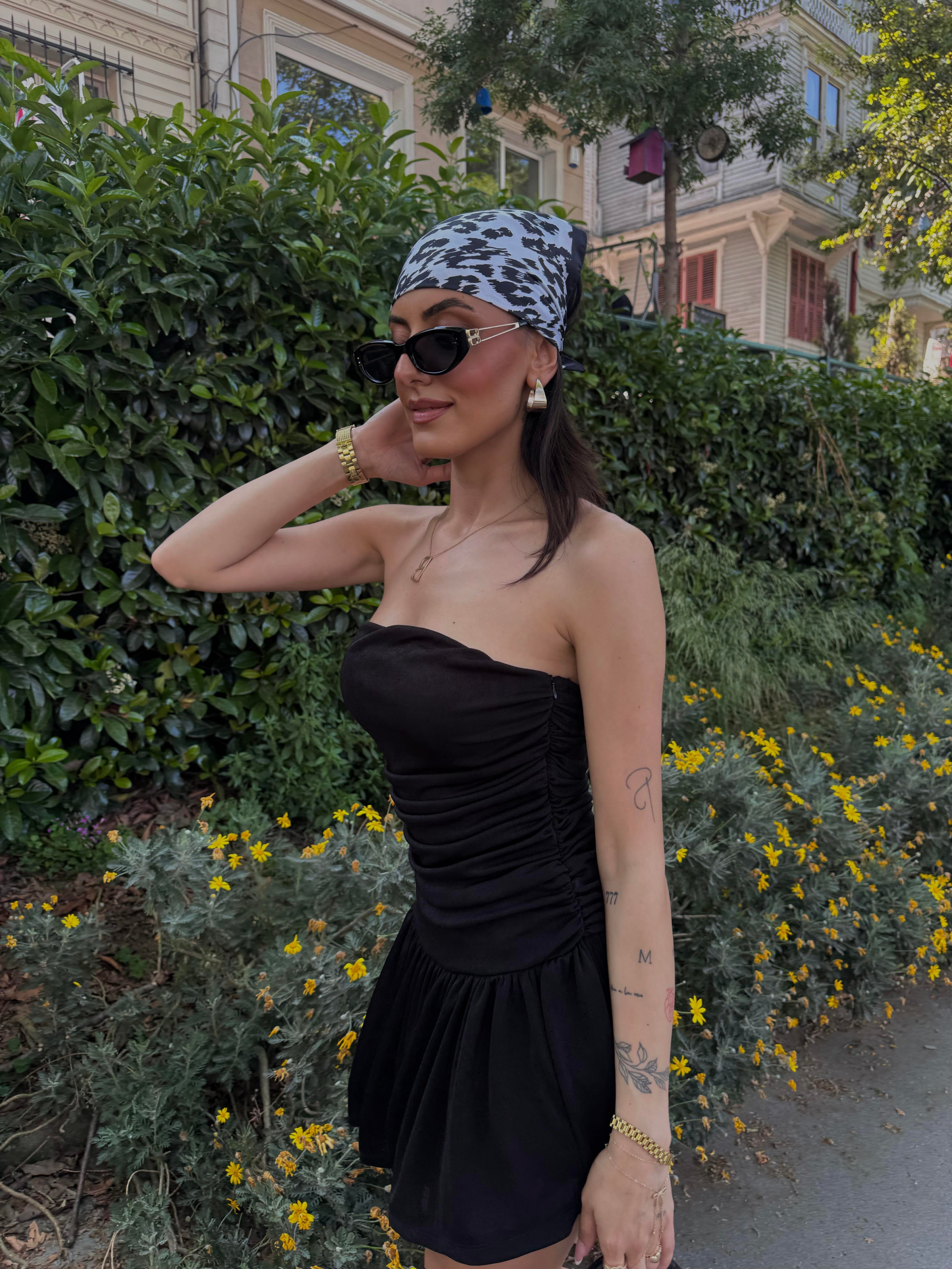 EFİL TASARIM TÜL ELBİSE-SİYAH