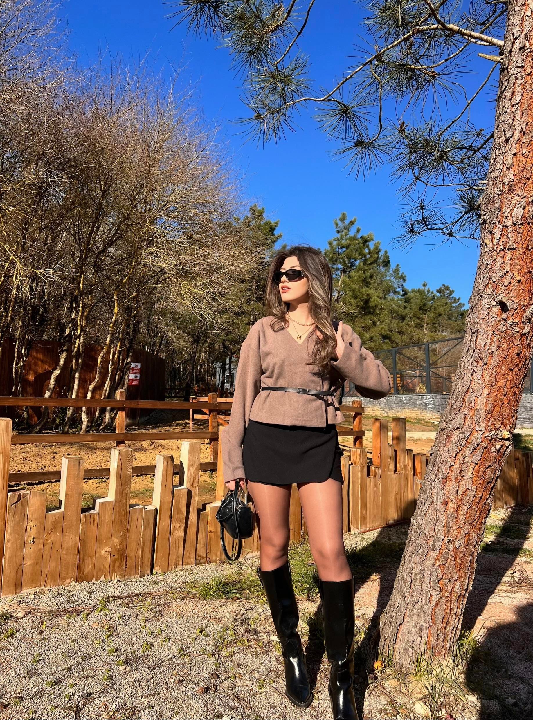 LUNA WRAP BLOUSE-KAHVERENGİ